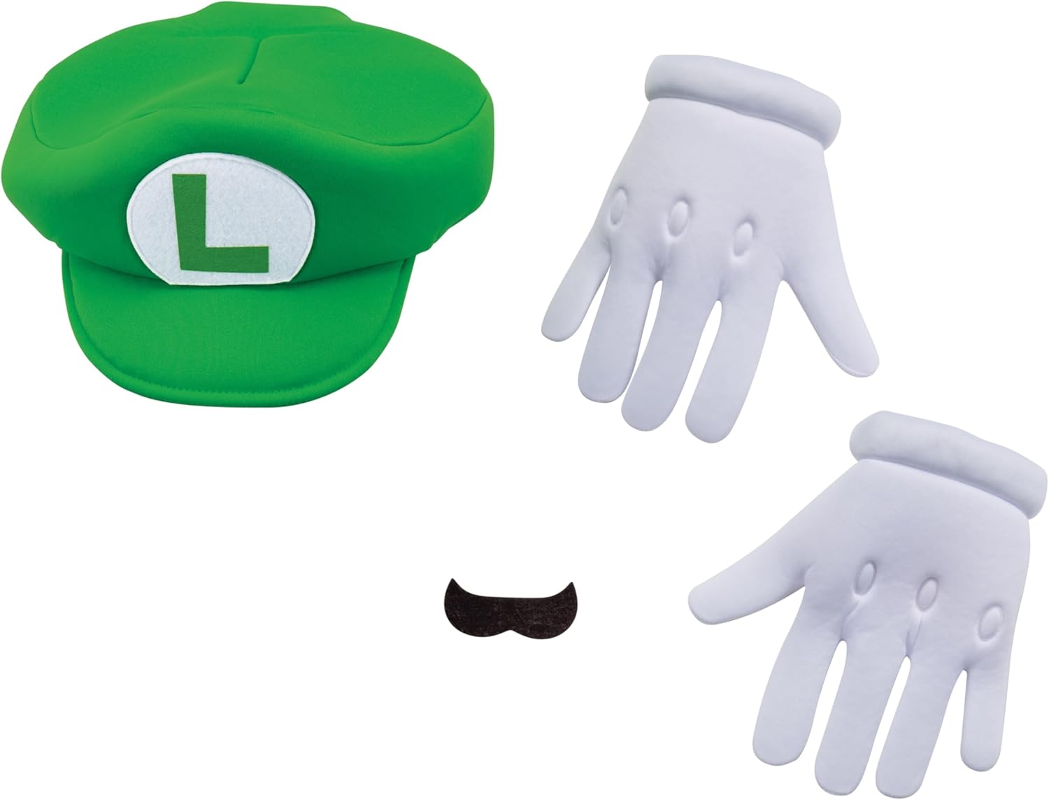 Disguise Luigi Costume Kit Elevated Mustache Hat Gloves for Super Mario Frienemy