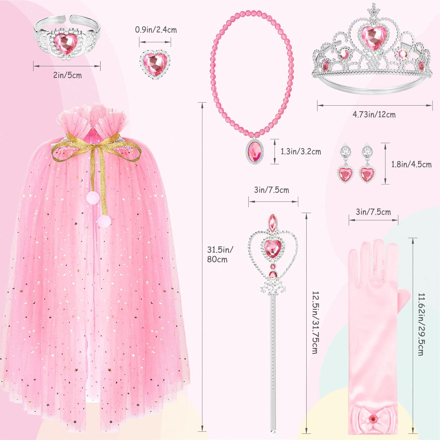 Hapgo 10-Piece Princess Cake Dress Up Set for Little Girls
