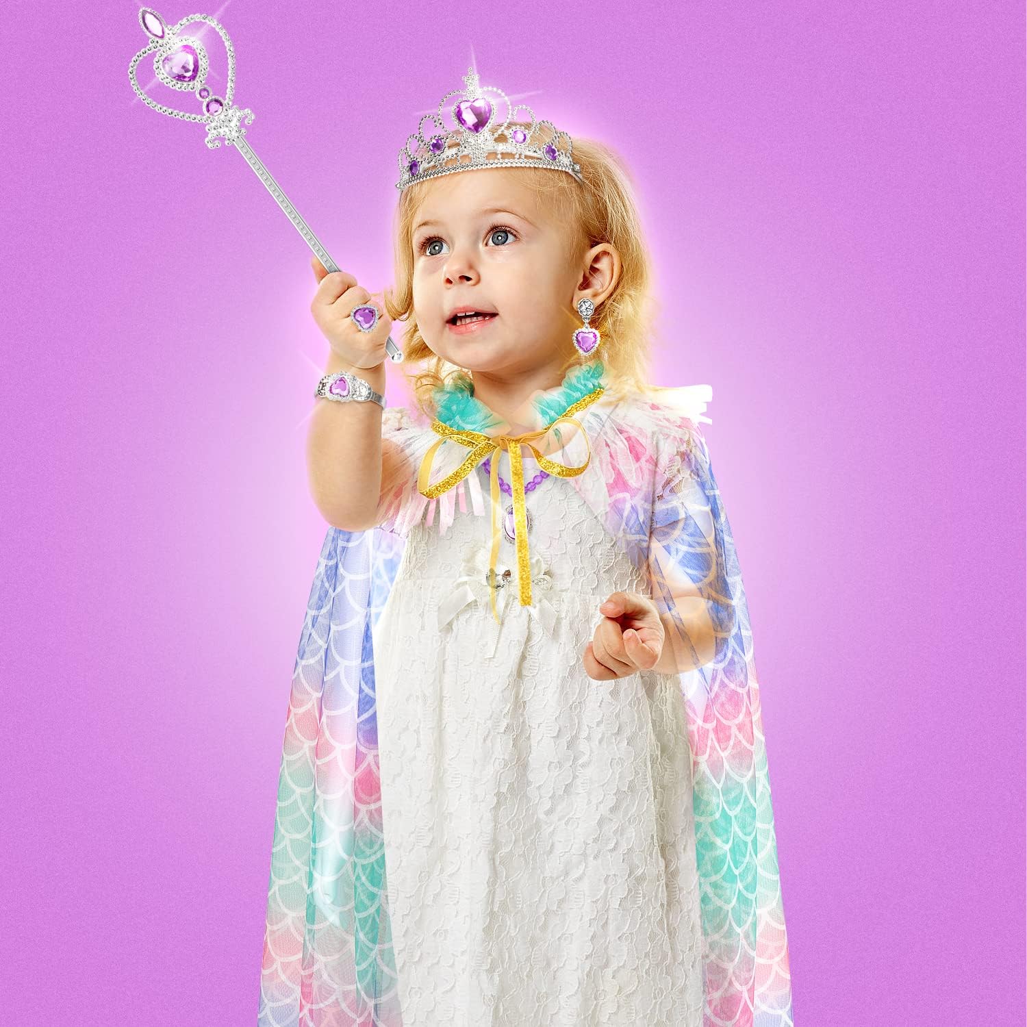 Fedio Princess Cape Mermaid Dress Up Accessories for Girls