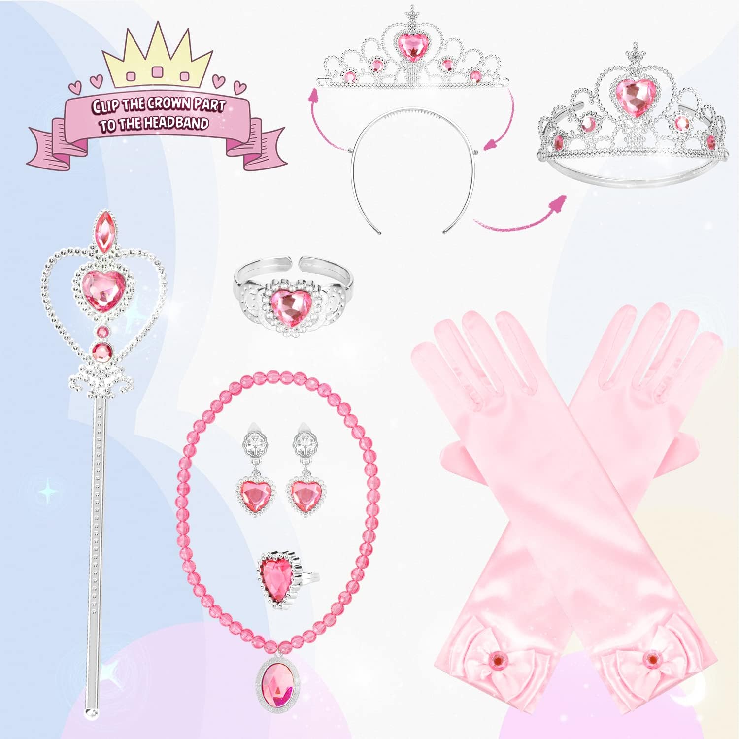 Hapgo 10-Piece Princess Cake Dress Up Set for Little Girls