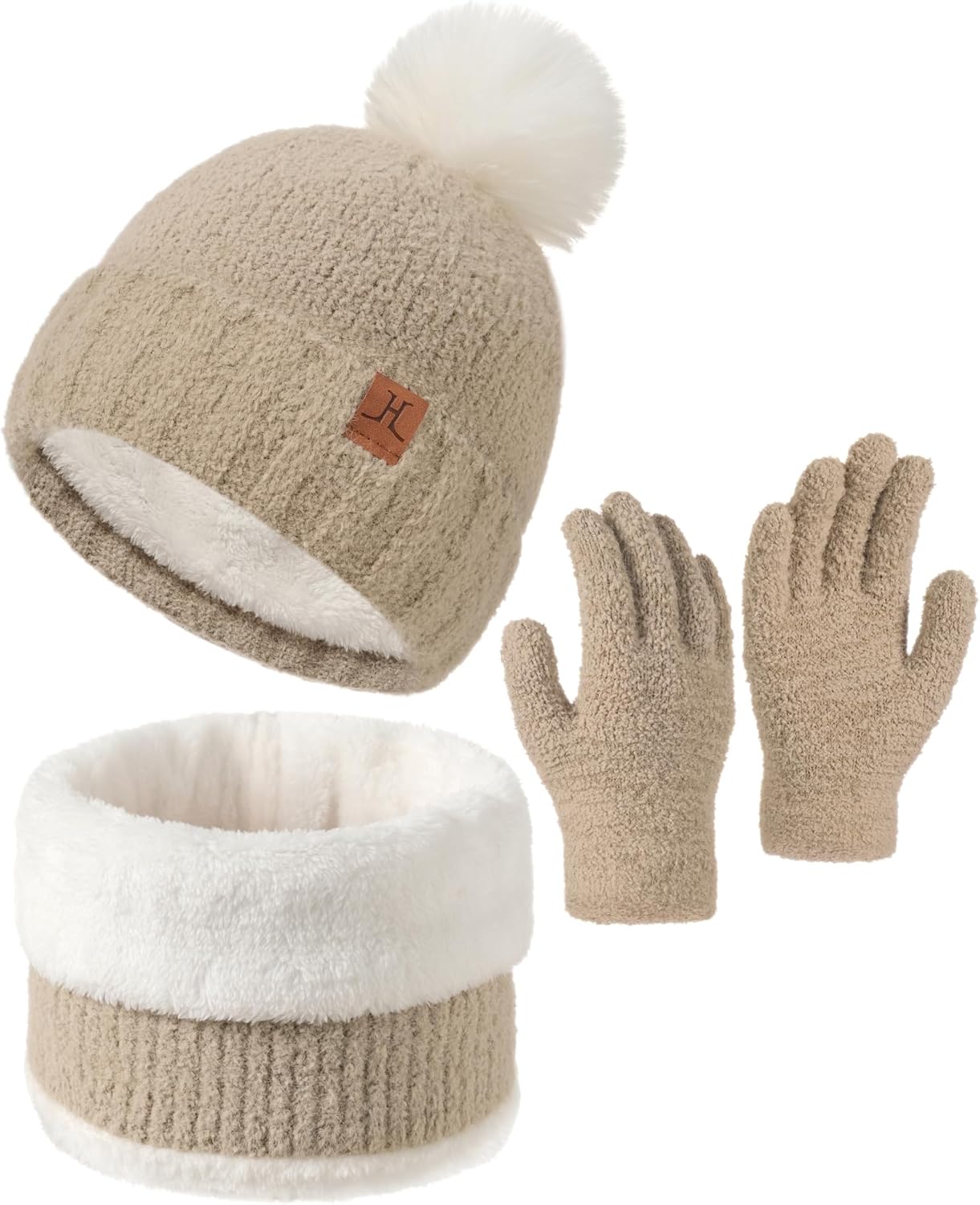 Warm Kids Set with Hat Scarf Gloves Bag forcold weather