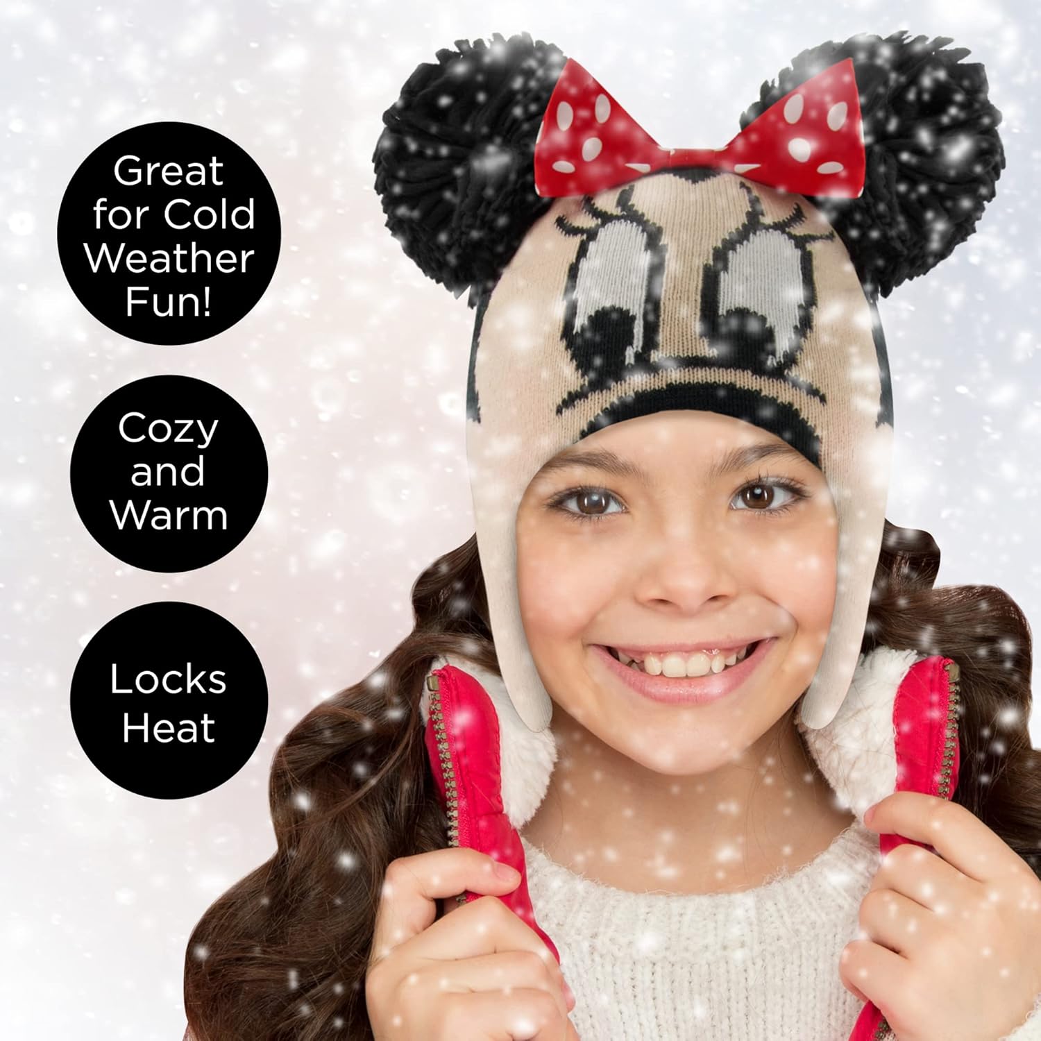 Disney Minnie Mouse Winter Hat and Mittens Set for Ages 2-7
