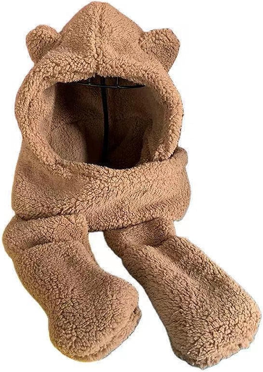 Wuluwala Cute Bear Kids Winter Gift Plush Scarf Hat Gloves Set