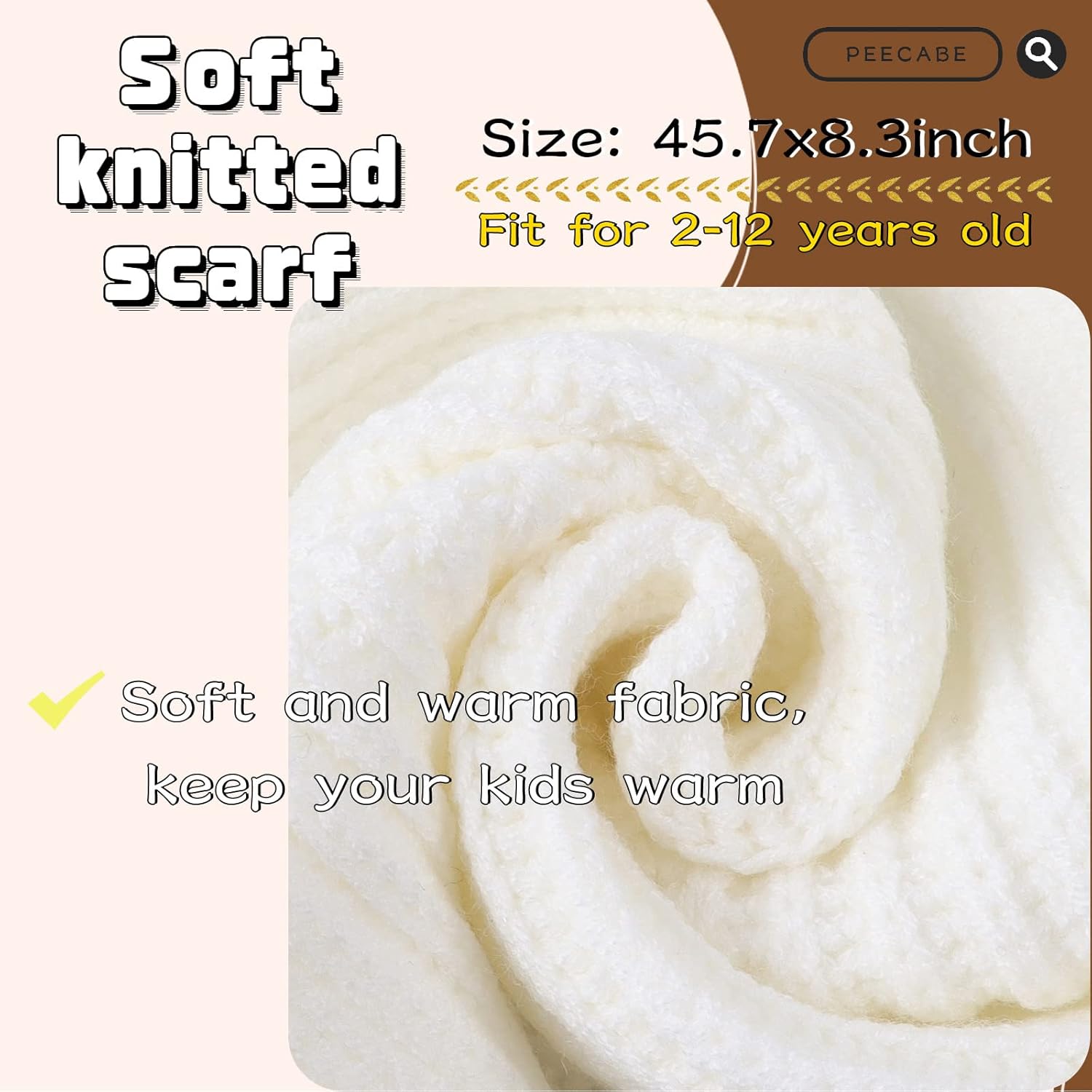 Peecabe - Soft Knit Winter Scarf for Kids with Strip Design