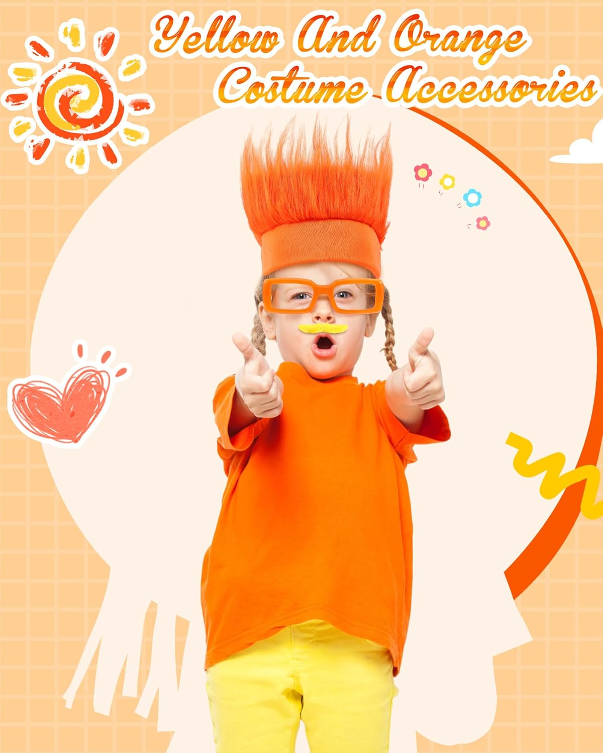 XunYee Orange Cosplay Accessories for Men - Headband Frames and Mustaches
