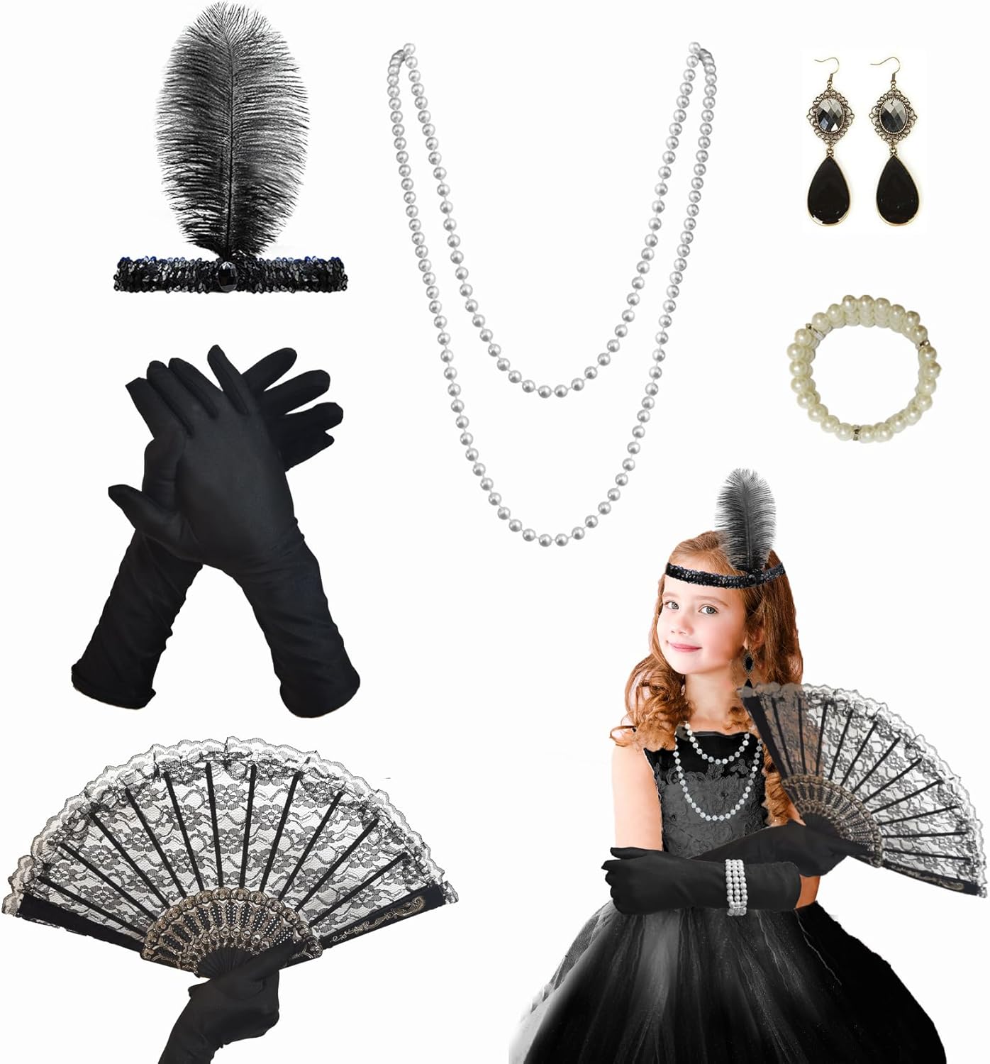 Tahonuss 1920s Flapper Accessories for Girls