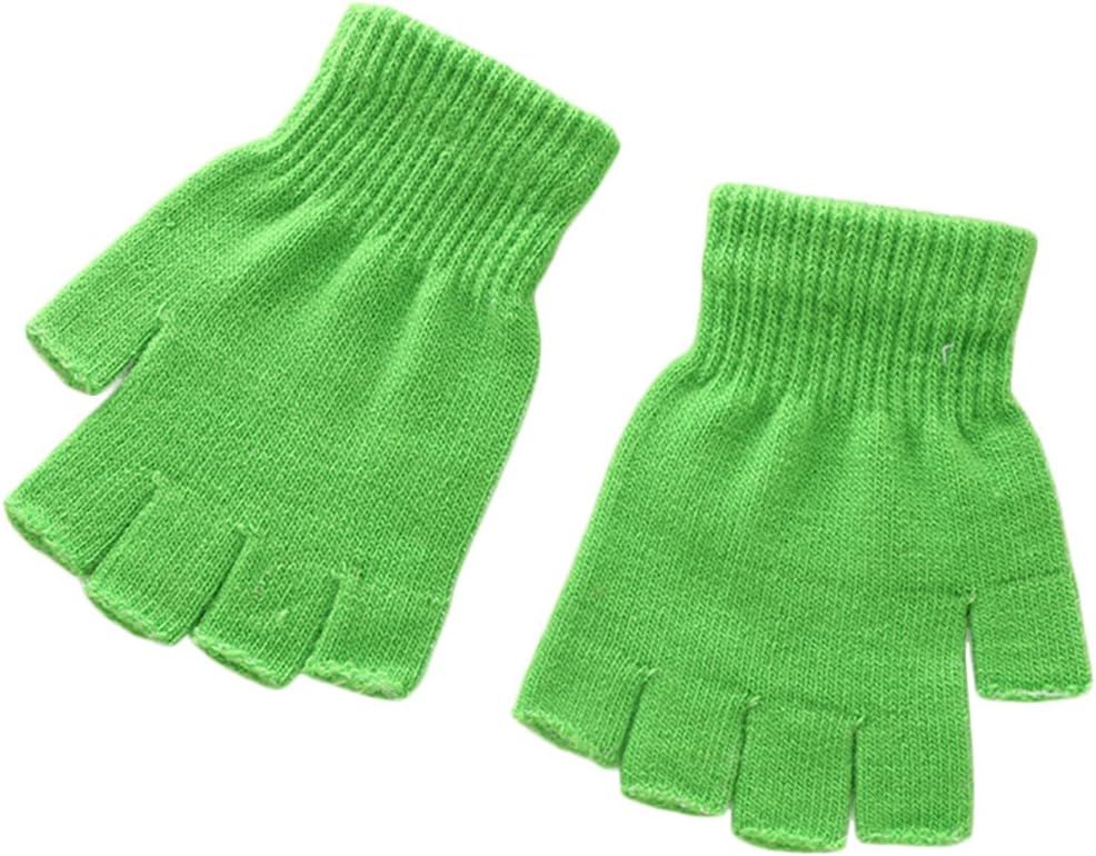 XF Kids Solid Knit Half Finger Mittens Typing Gloves Small