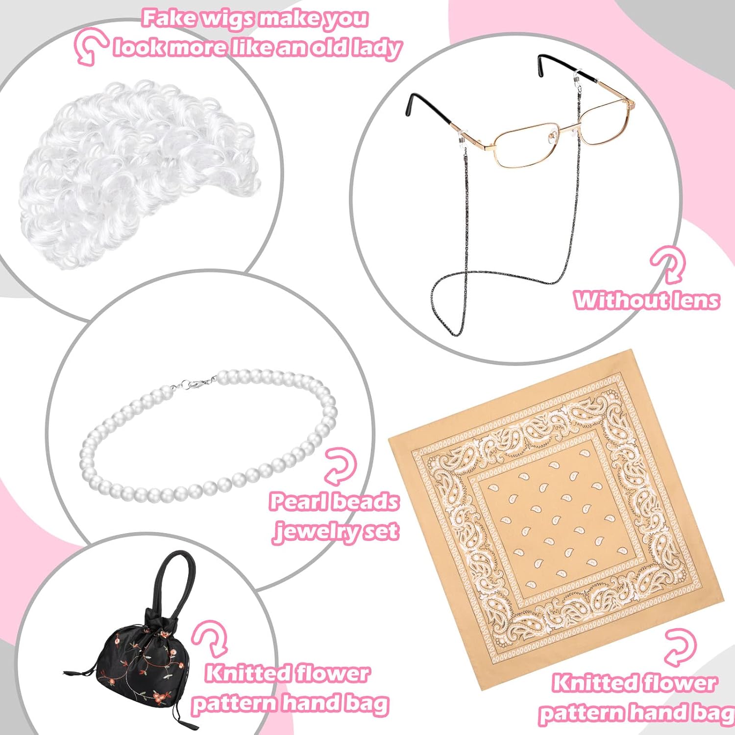 Yingzhao 18-Piece Child Grandma Costume for School Events