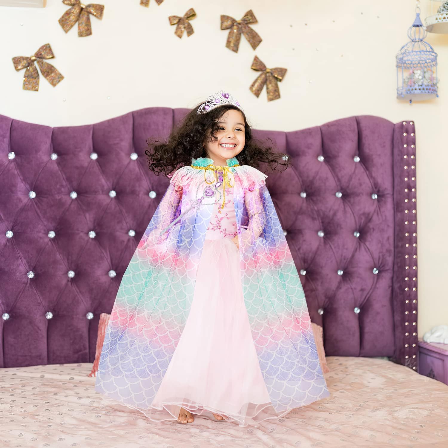 Fedio Princess Cape Mermaid Dress Up Accessories for Girls