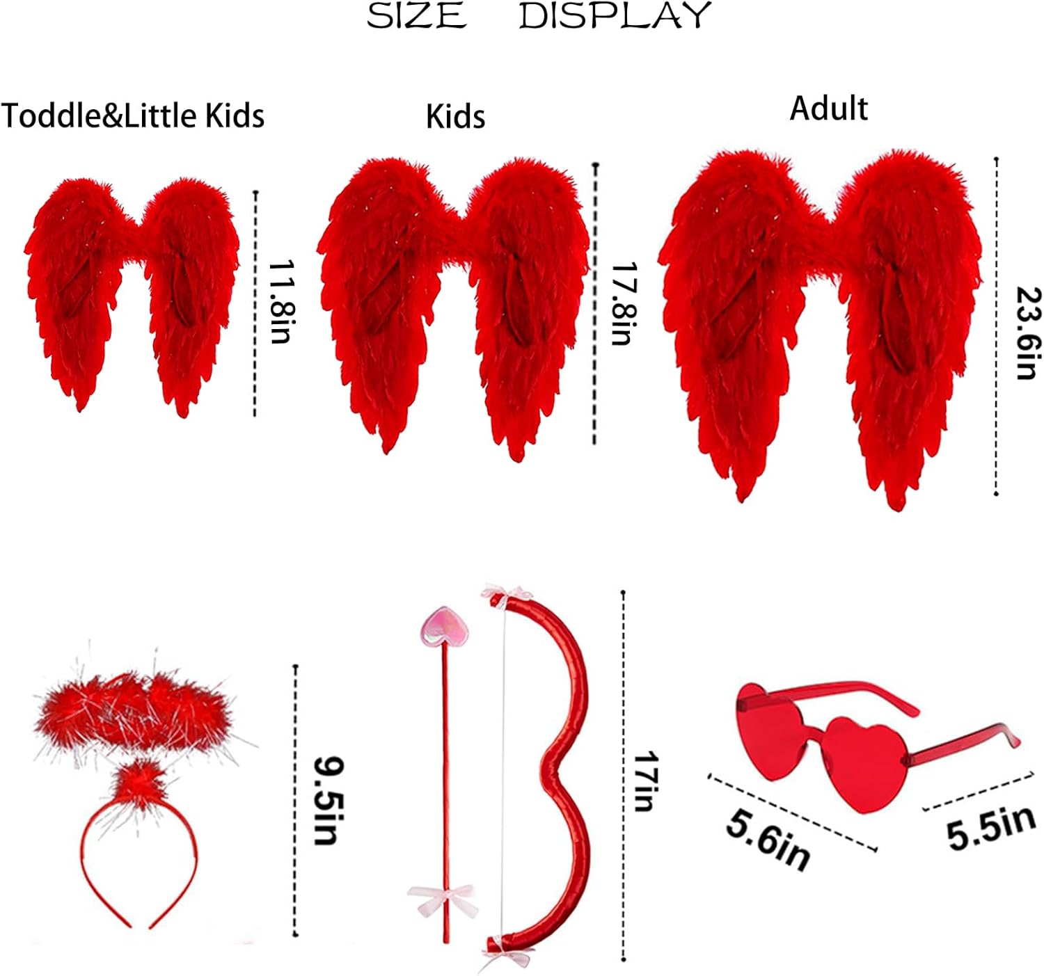 Kephay Valentines Cupid Costume Set for Adults Kids and Toddles