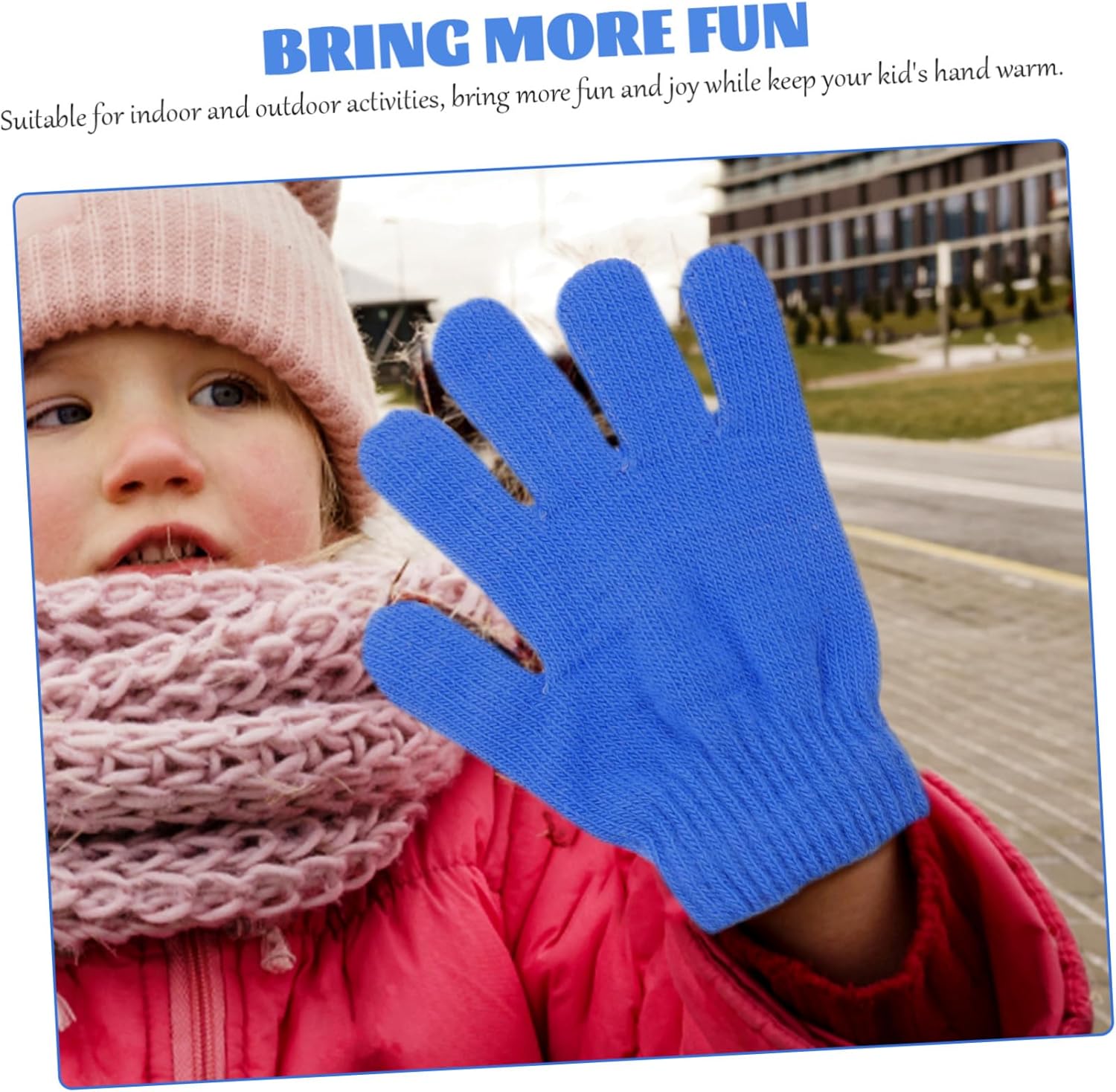 FRCOLOR Kids Winter Gloves - 6 Pairs Fleece Mittens