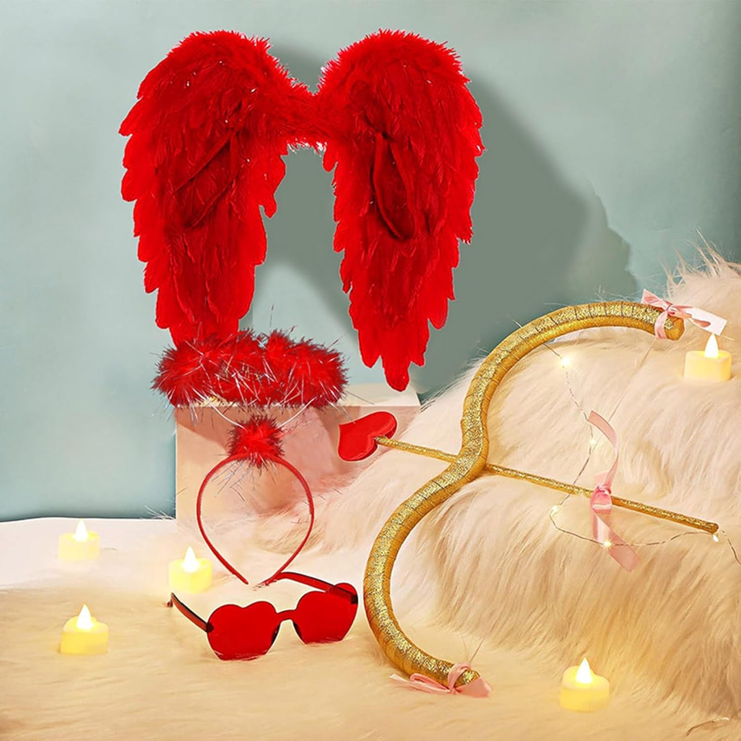 Kephay Valentines Cupid Costume Set for Adults Kids and Toddles