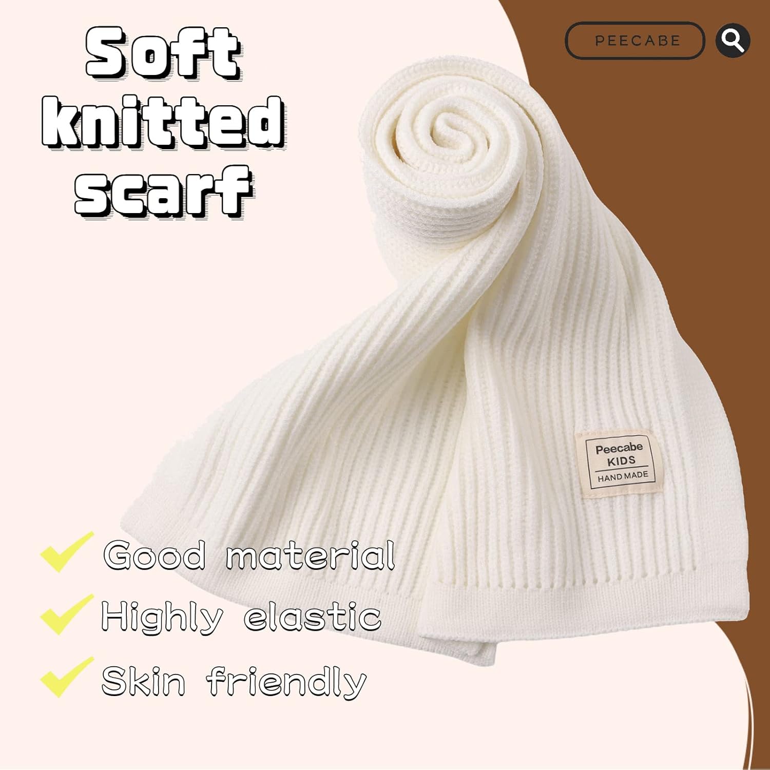 Peecabe - Soft Knit Winter Scarf for Kids with Strip Design
