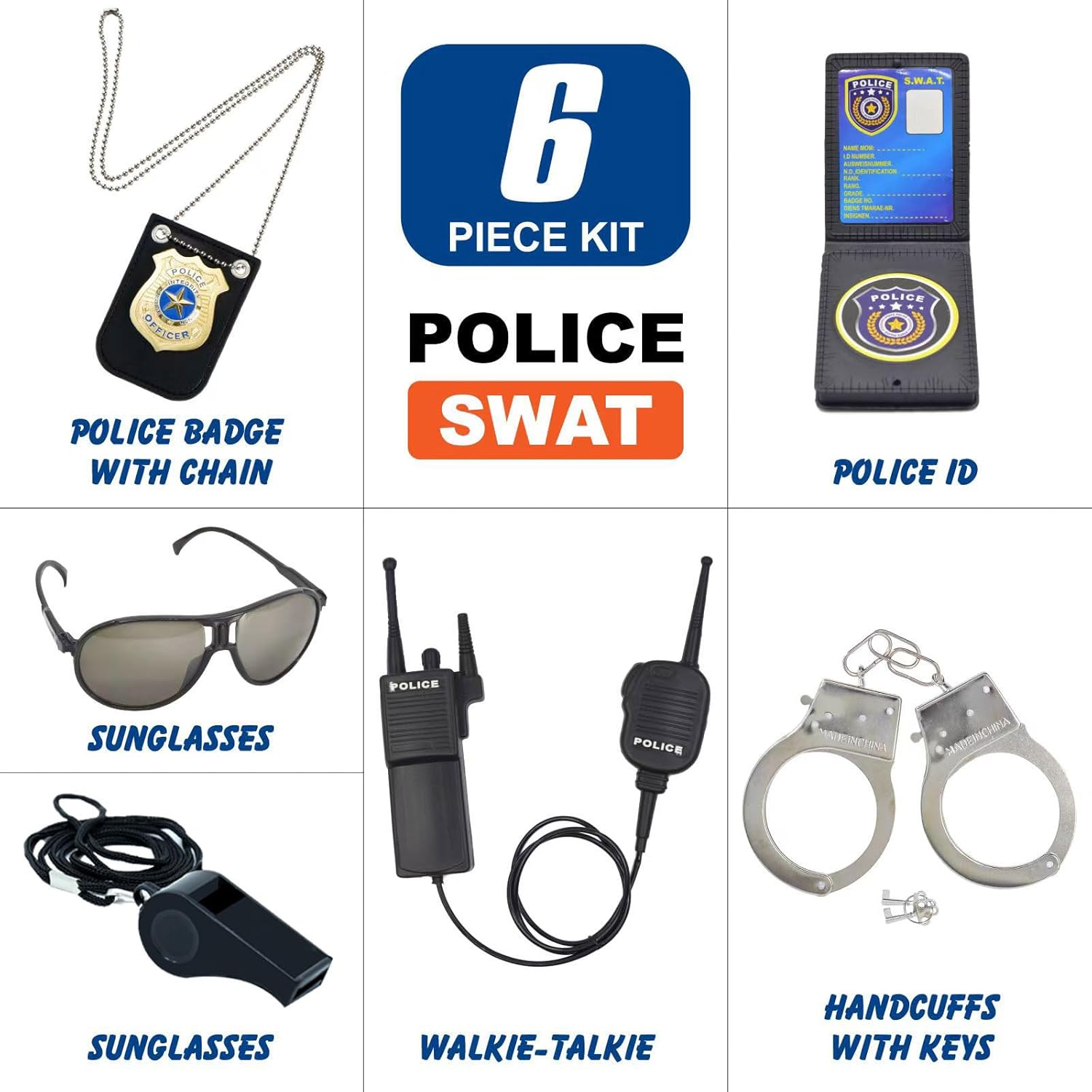 QPCOS Police Costume for Kids Halloween Party Role-Play Set
