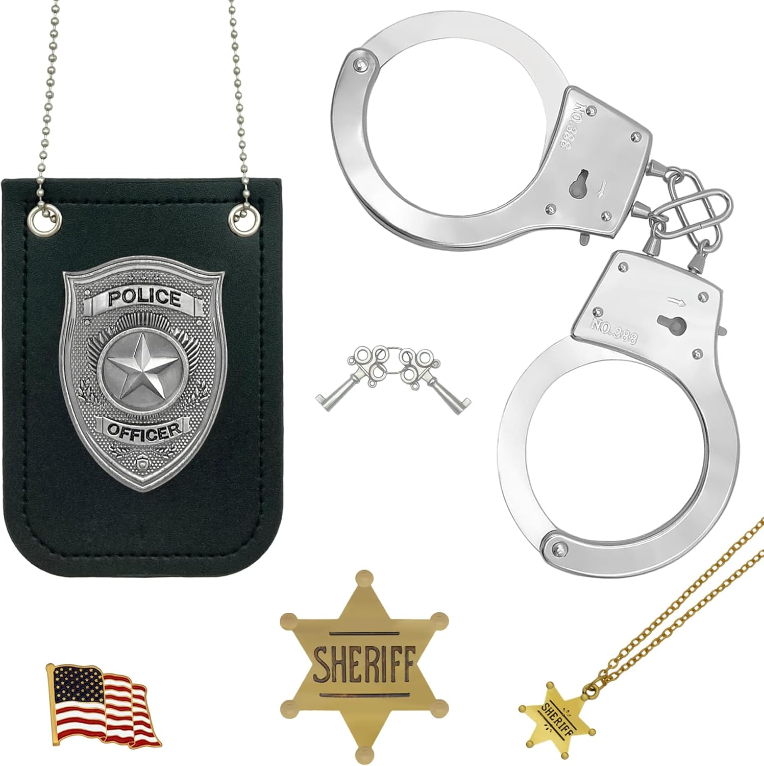 5 PCS Police Badge Handcuffs Toy Set for Kids
