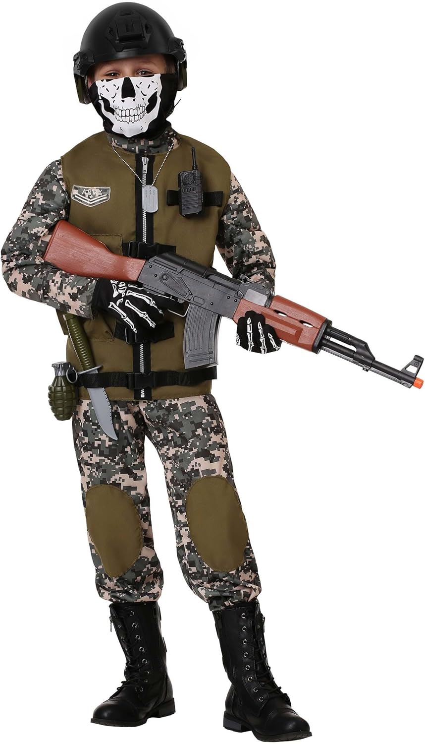 Kids Camo Trooper Costume with Tactical Vest and Accessories