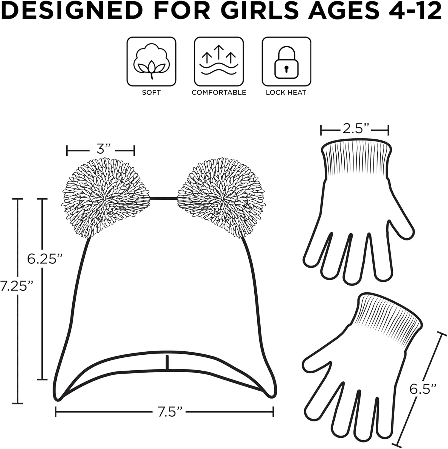 Disney Minnie Mouse Winter Hat and Mittens Set for Ages 2-7
