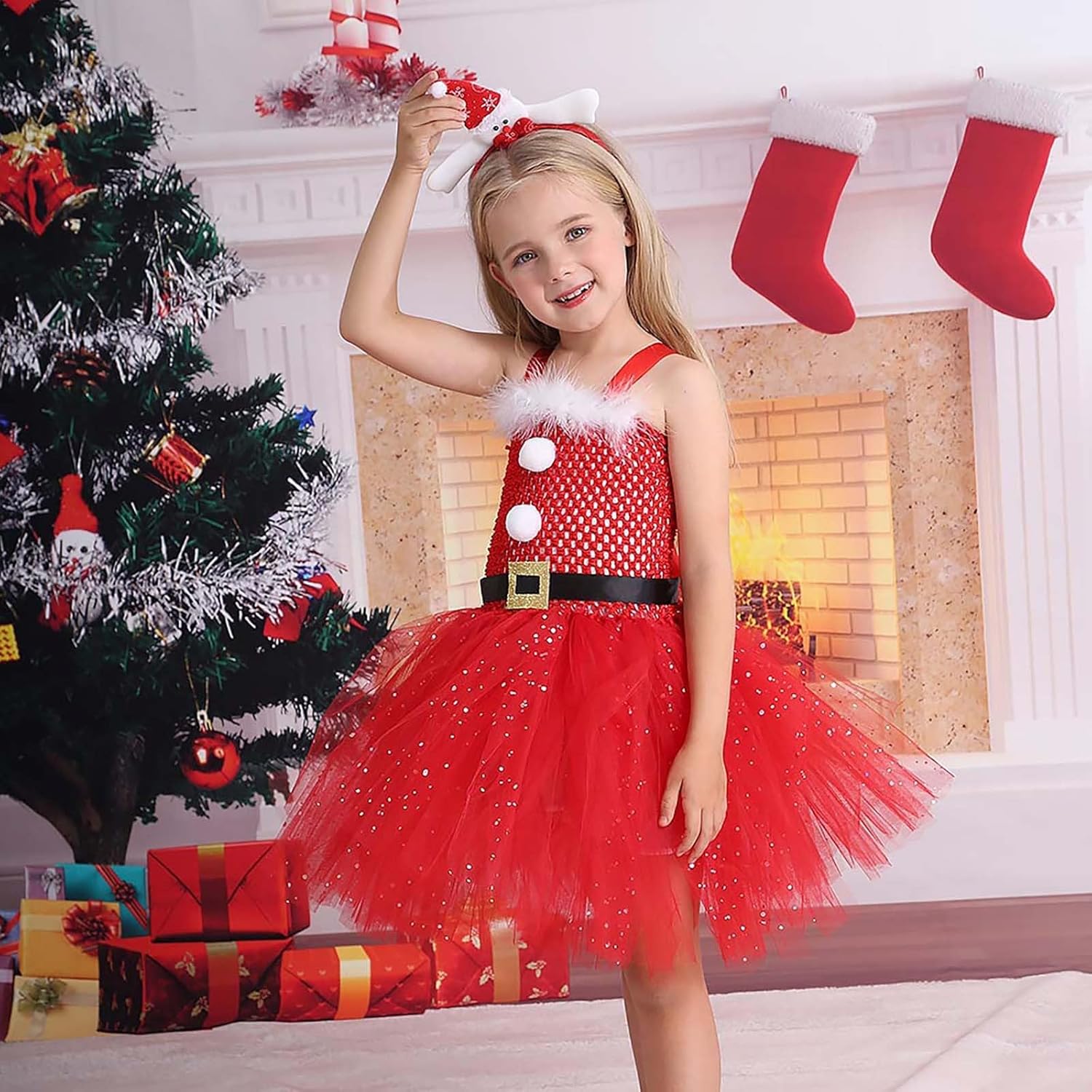 Sparkling Christmas Tule Dress for Girls