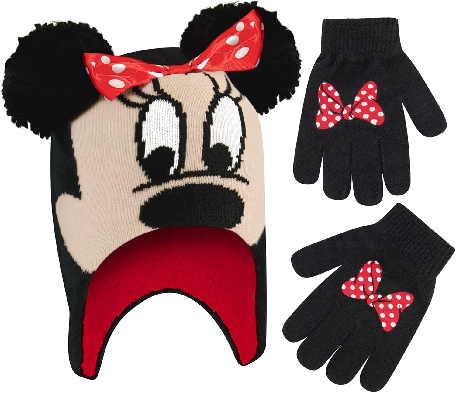 Disney Minnie Mouse Winter Hat and Mittens Set for Ages 2-7