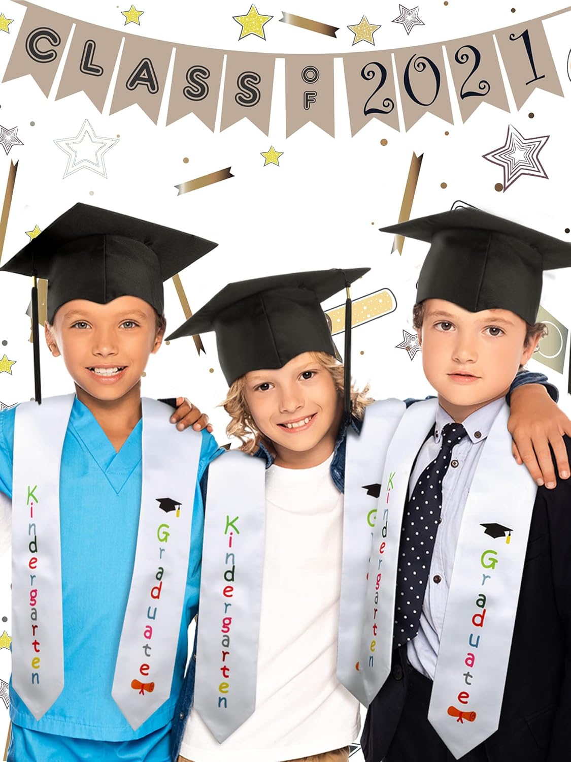 White Black Graduation Sash Cap