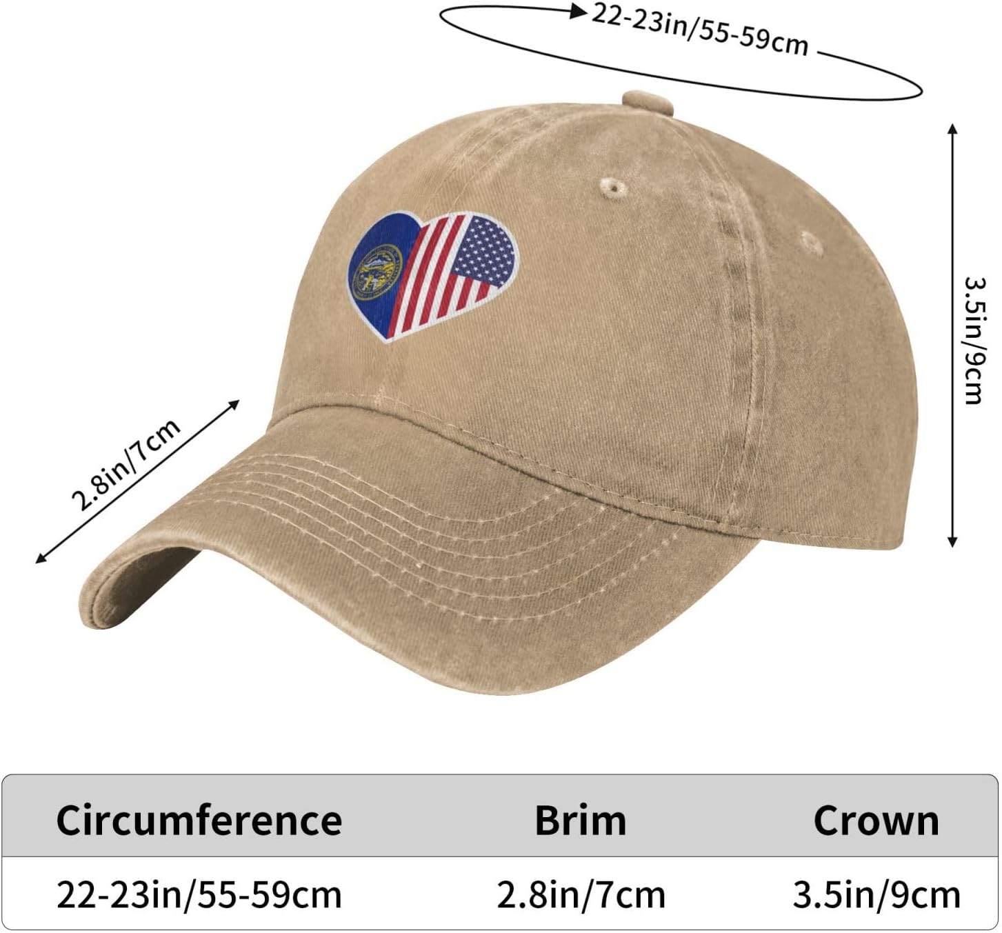 I Love America and Nebraska Durable Sun Hat