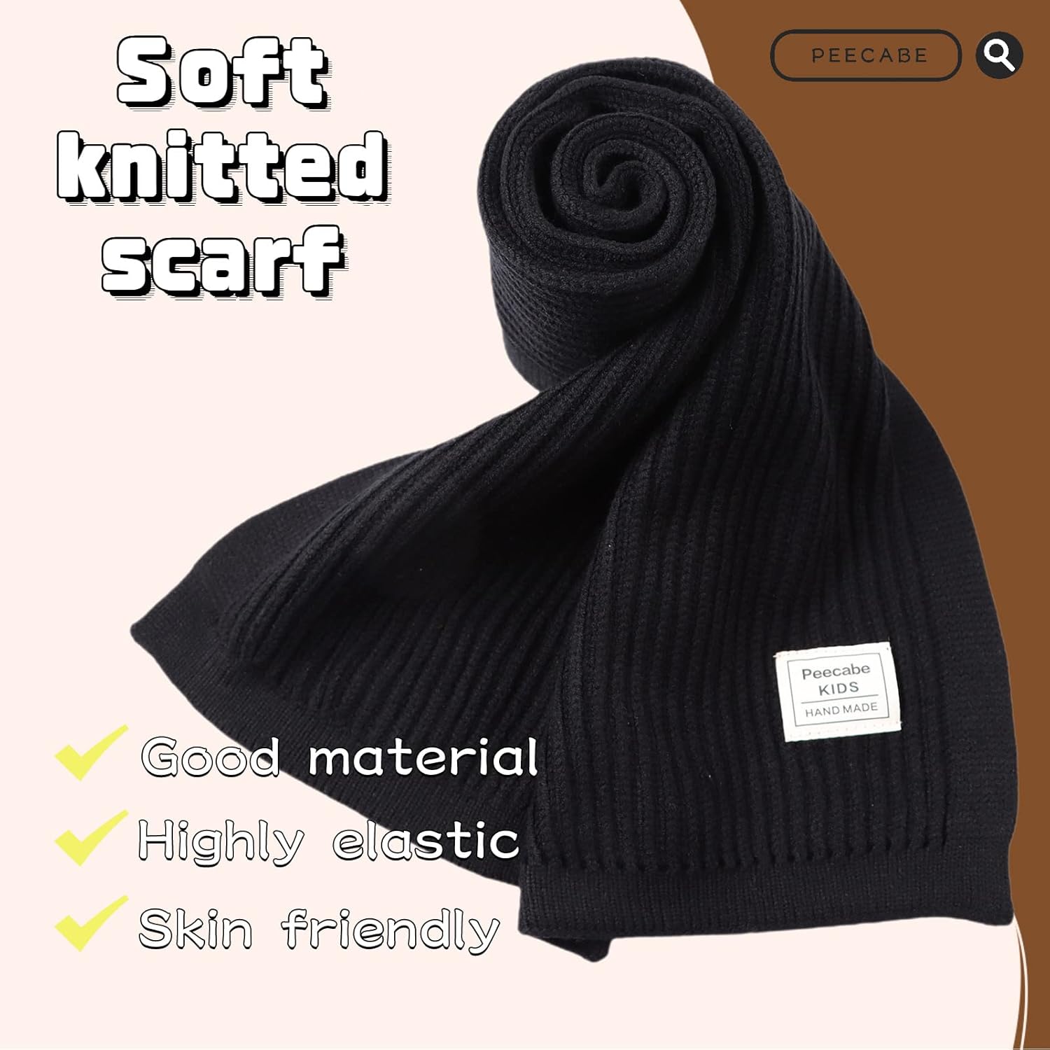 Peecabe Kids Soft Knit Scarf for Boys Girls