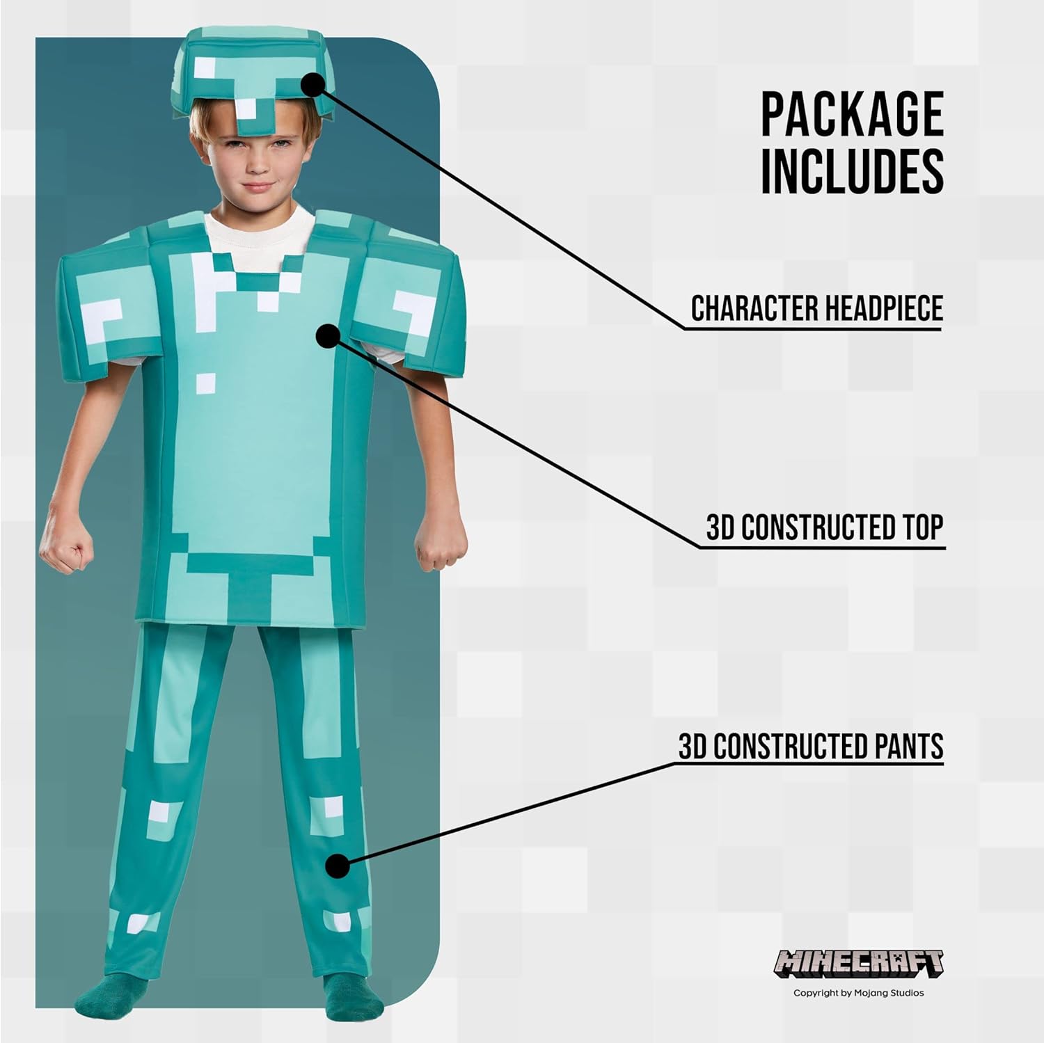 Exclusive Officially Licensed Minecraft Diamond Armor Halloween Costume for Kids