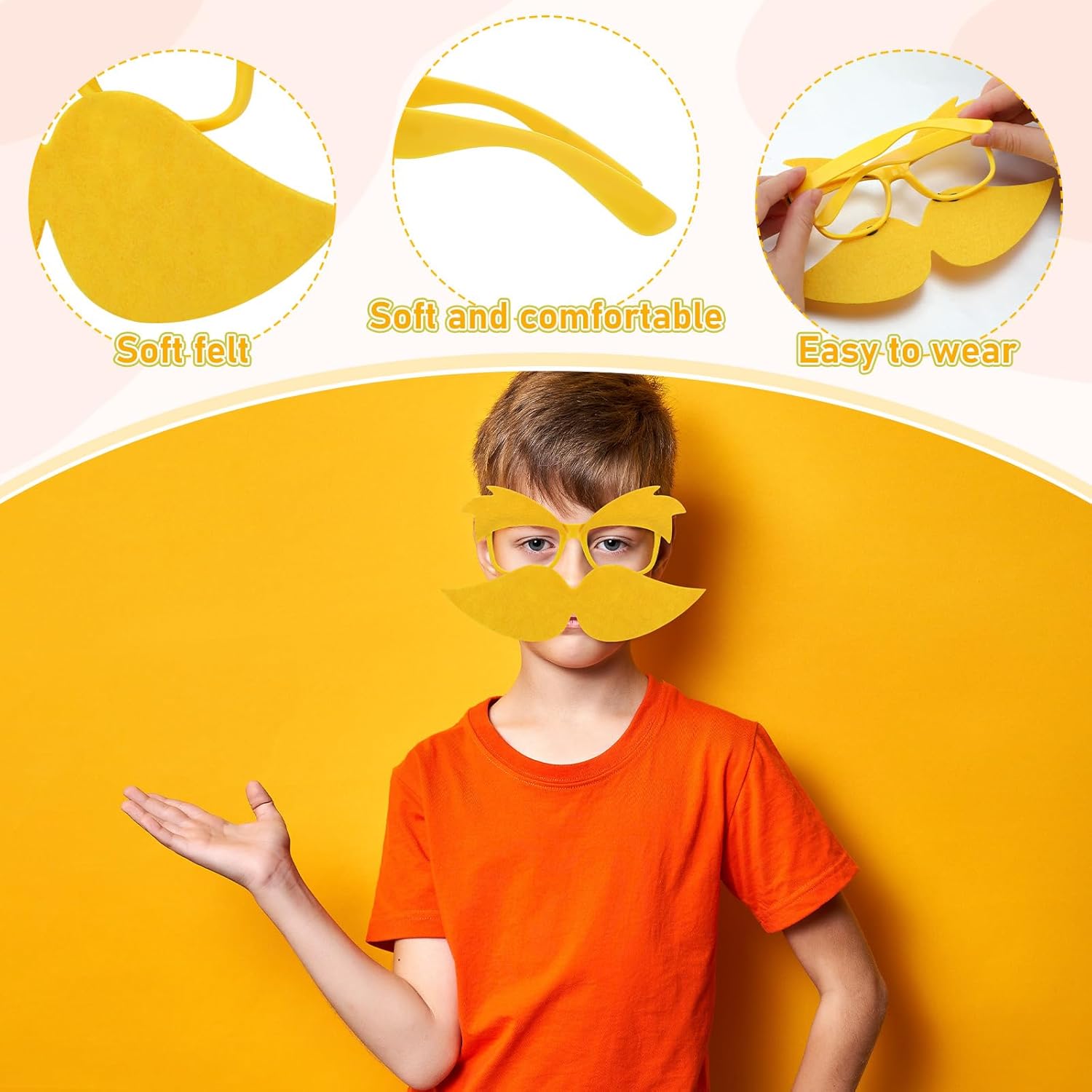 Foilswirl Yellow Mustache Glasses Halloween Trick or Treat Party Accessories