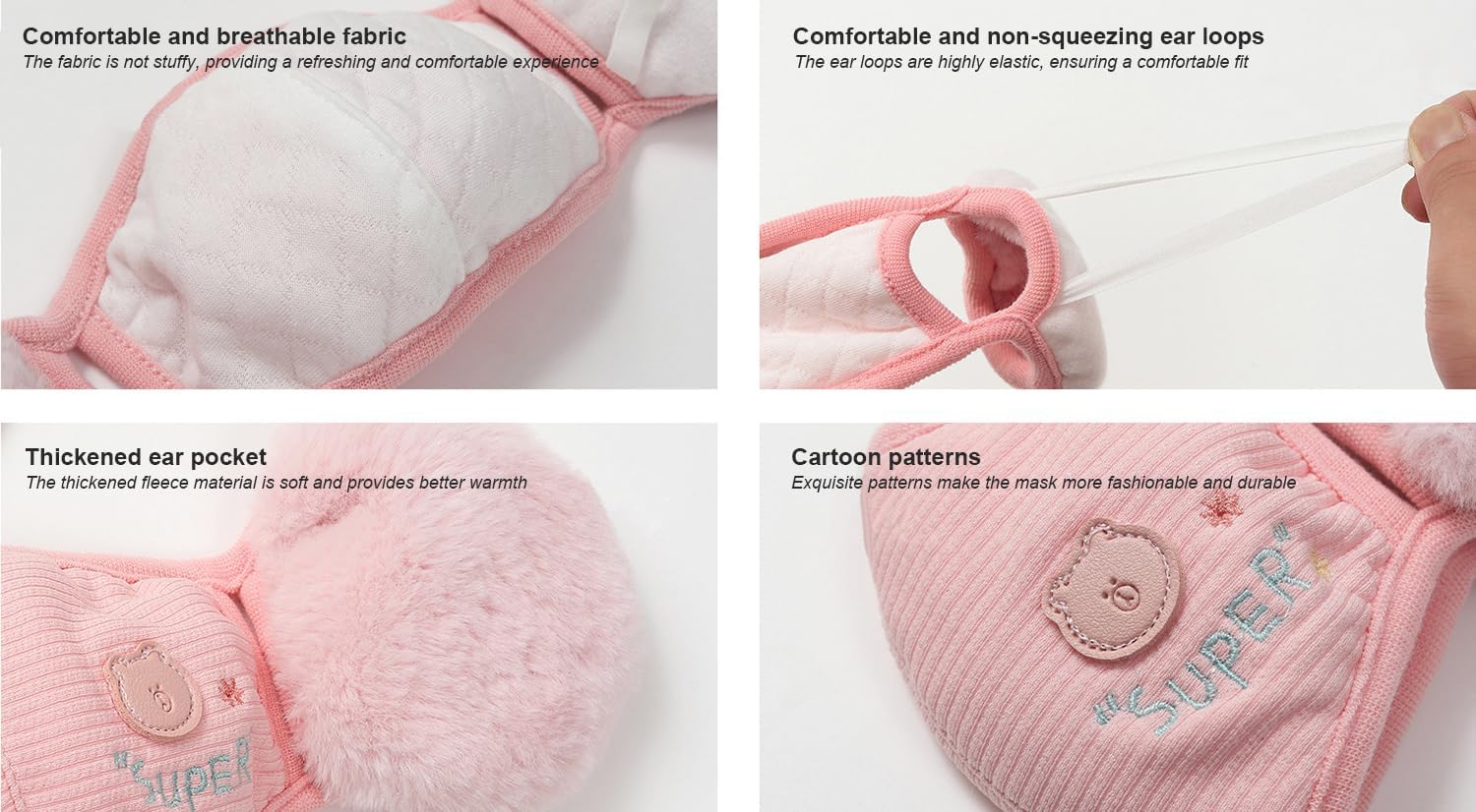 Winter Warm Mask for Teens - Thicken Dustproof Earmuffs for Cold Weather