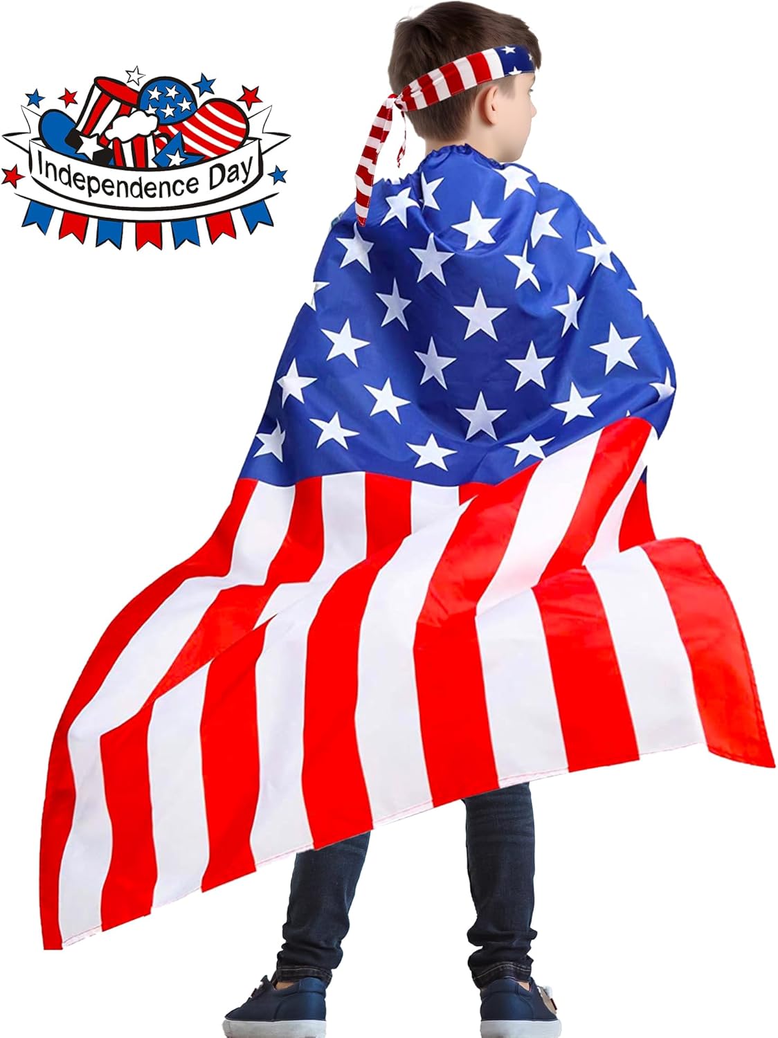 BleSky 4th of July Kids American Flag Costume Cape