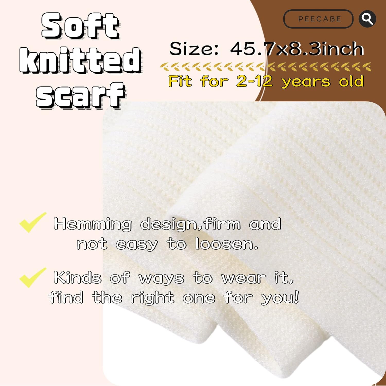 Peecabe - Soft Knit Winter Scarf for Kids with Strip Design