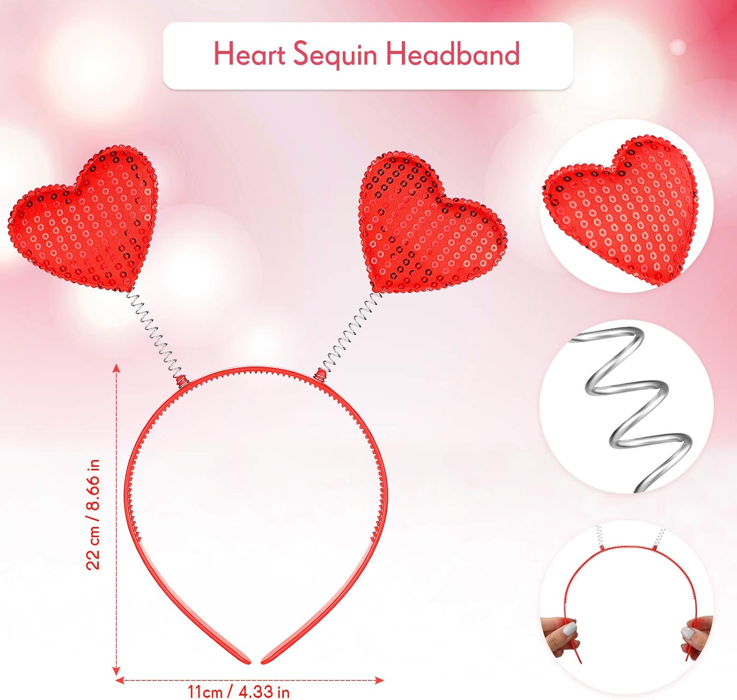 Valentines Day Red Heart Headband