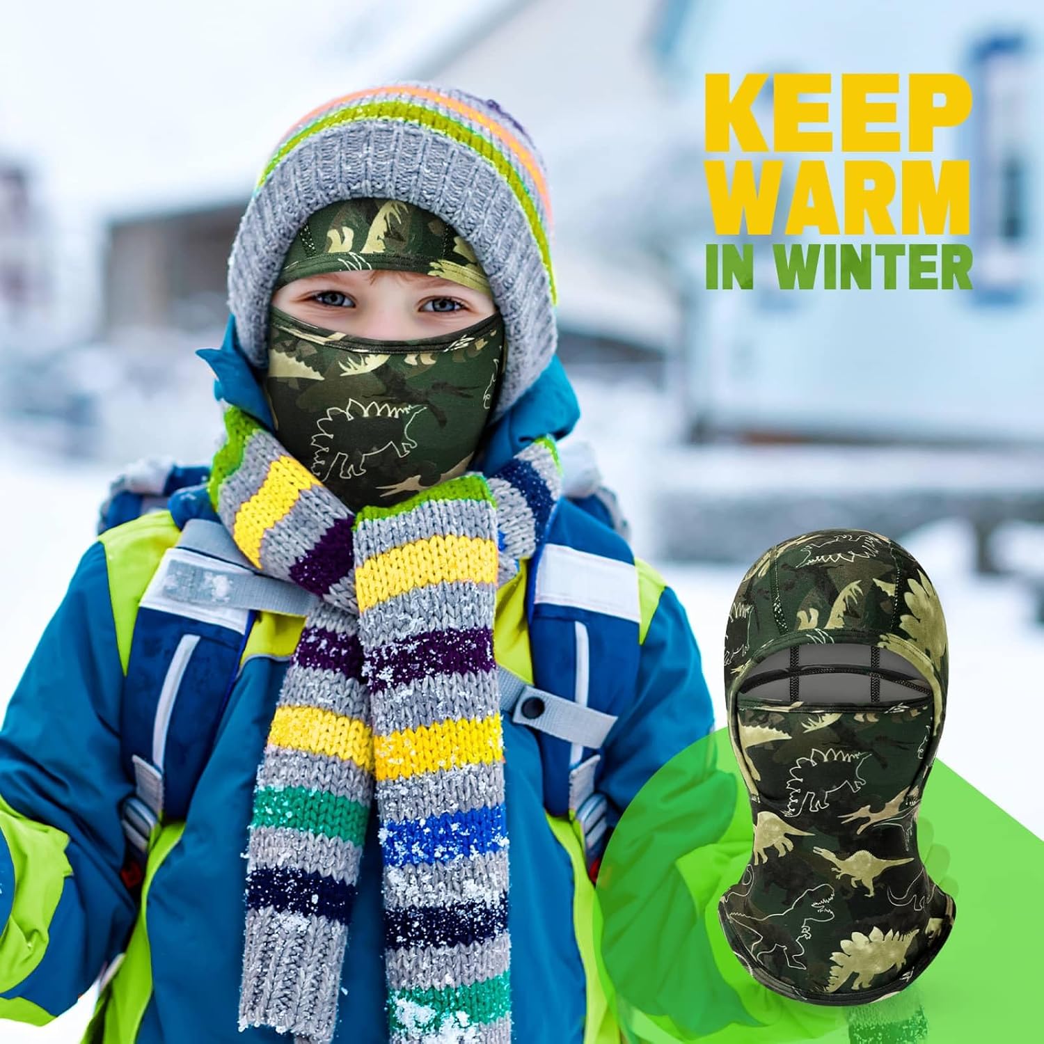 Dinosaurs Balaclava Ski Face Warmer for Kids