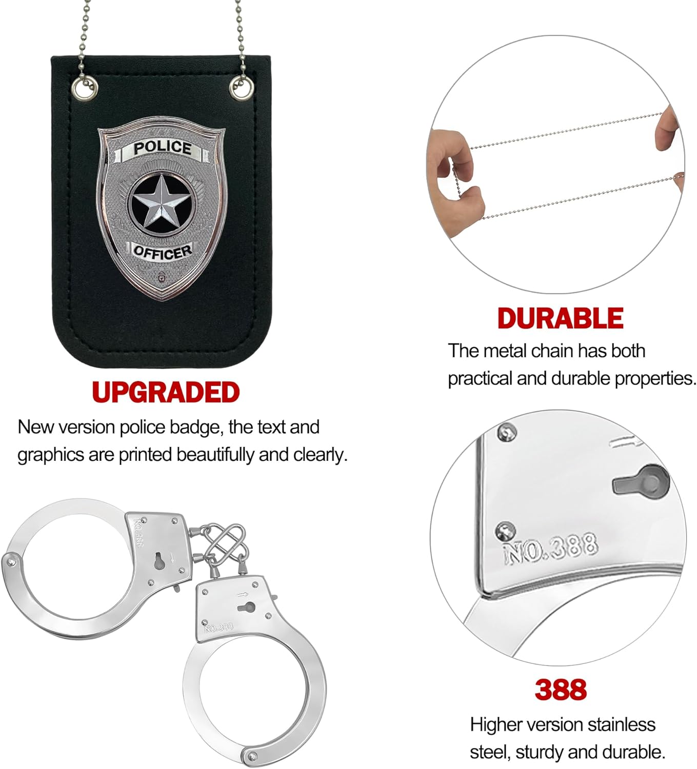 5 PCS Police Badge Handcuffs Toy Set for Kids