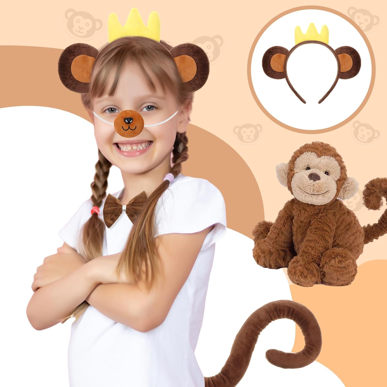 Monkey Accessories Set for Kids Halloween Cosplay Party Win