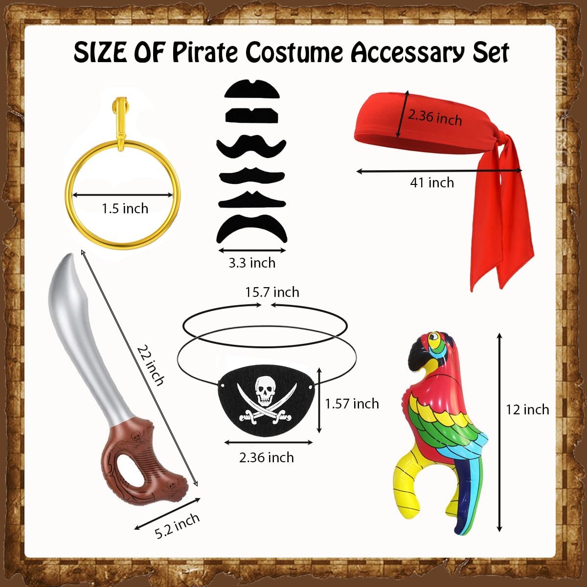 6 Pcs Pirate Accessories Set for Halloween Cosplay