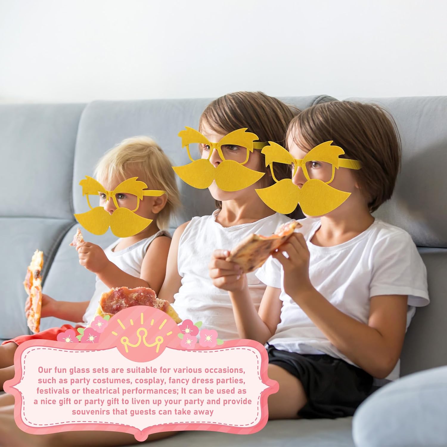Foilswirl Yellow Mustache Glasses Halloween Trick or Treat Party Accessories