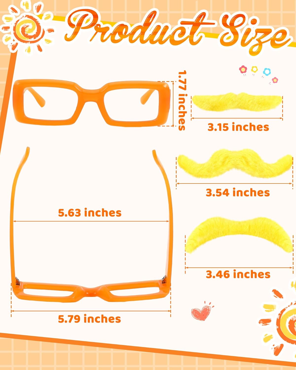 XunYee Orange Cosplay Accessories for Men - Headband Frames and Mustaches