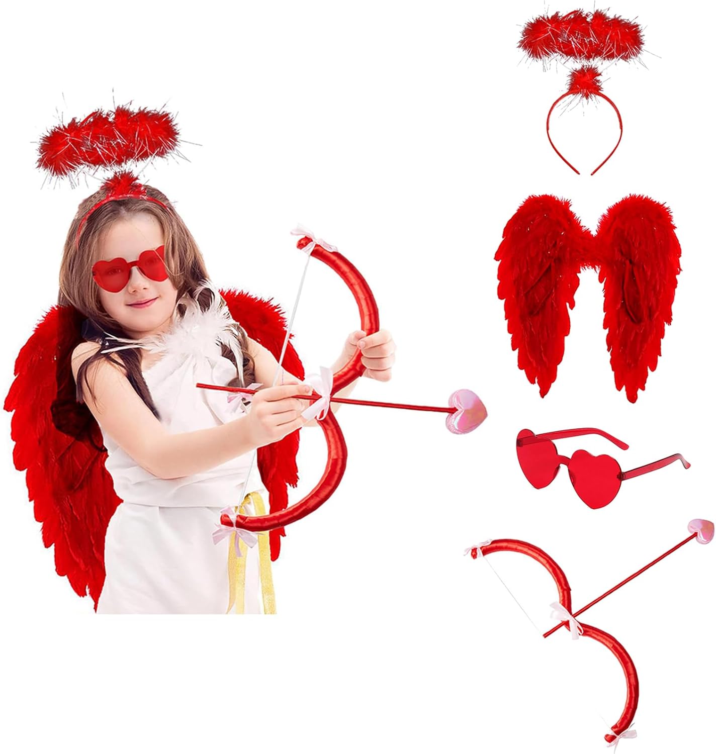 Kephay Valentines Cupid Costume Set for Adults Kids and Toddles