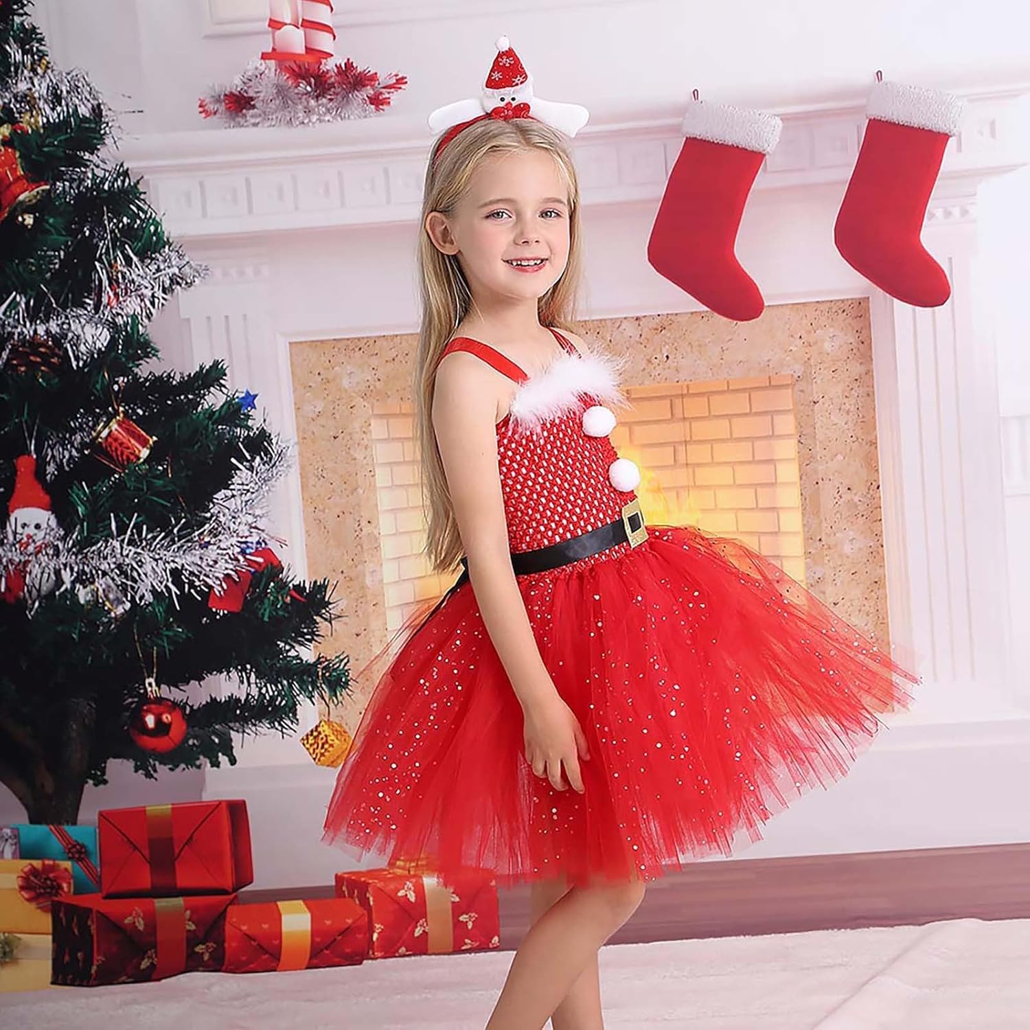 Sparkling Christmas Tule Dress for Girls