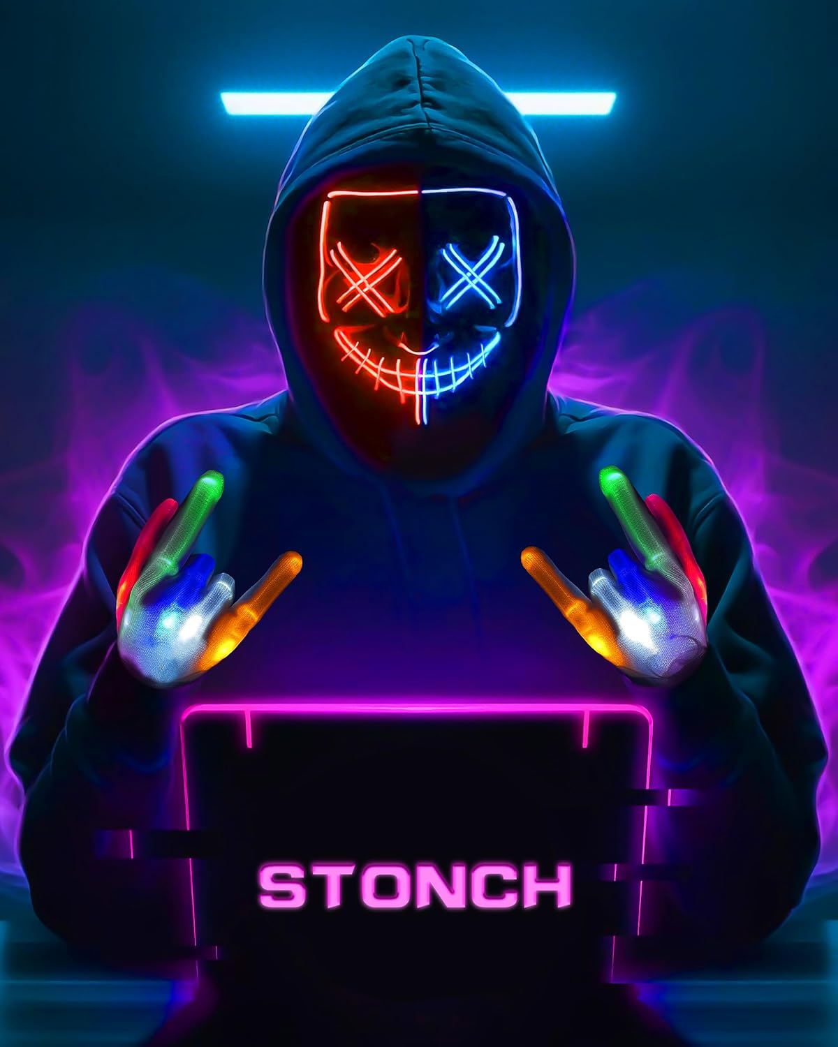 Halloween Skeleton LED Mask and Gloves Set