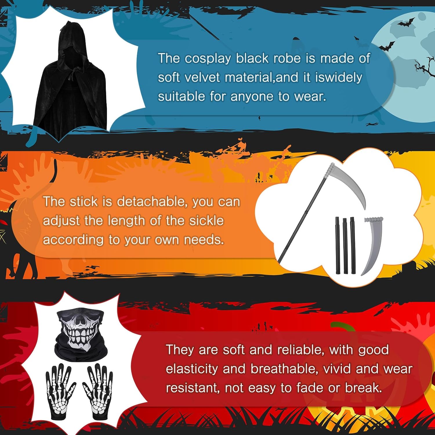 Halloween Spooktacular Creepy-CAPA Grim Reaper Costume Set