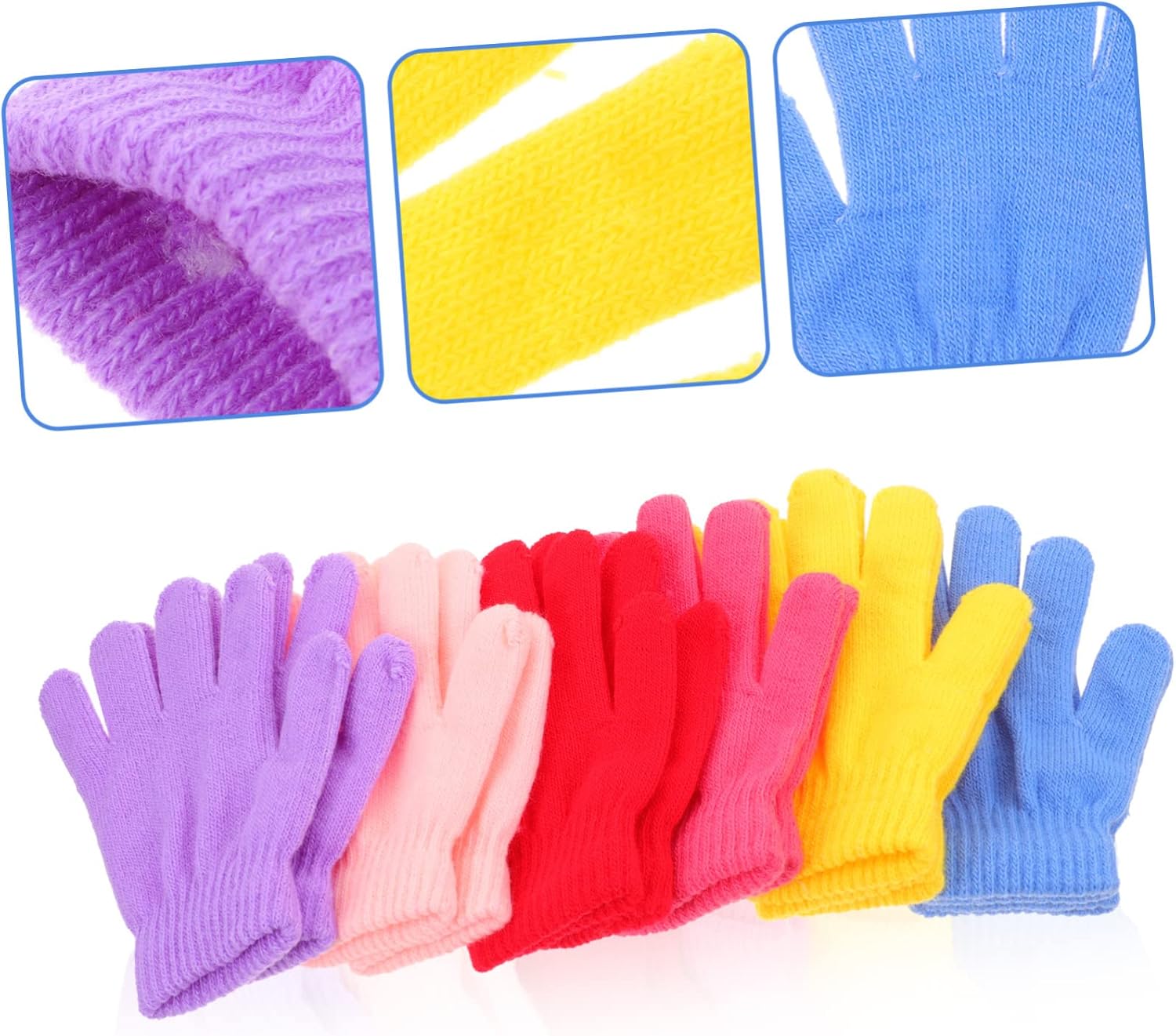 FRCOLOR Kids Winter Gloves - 6 Pairs Fleece Mittens
