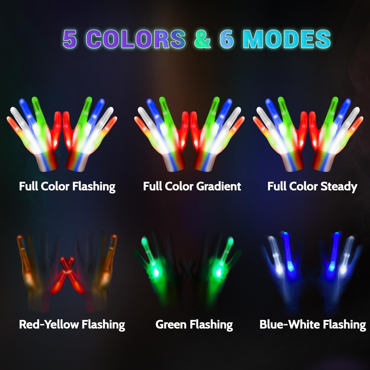 BOMLY LED Kids Gloves Glow in the Dark Ages 5-13