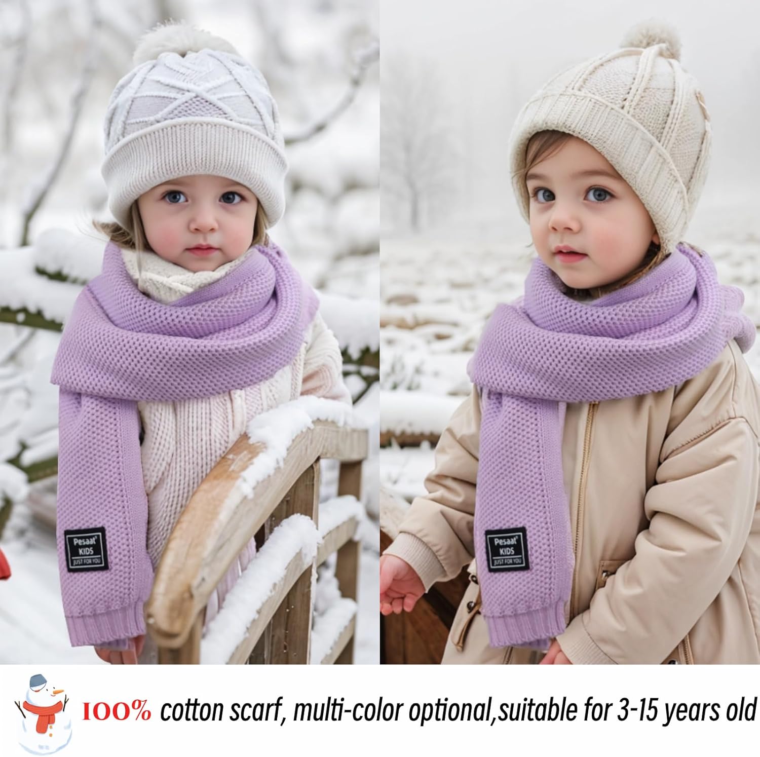 Pesaat Winter Infinity Scarf for Kids - Soft Warm heavenly design