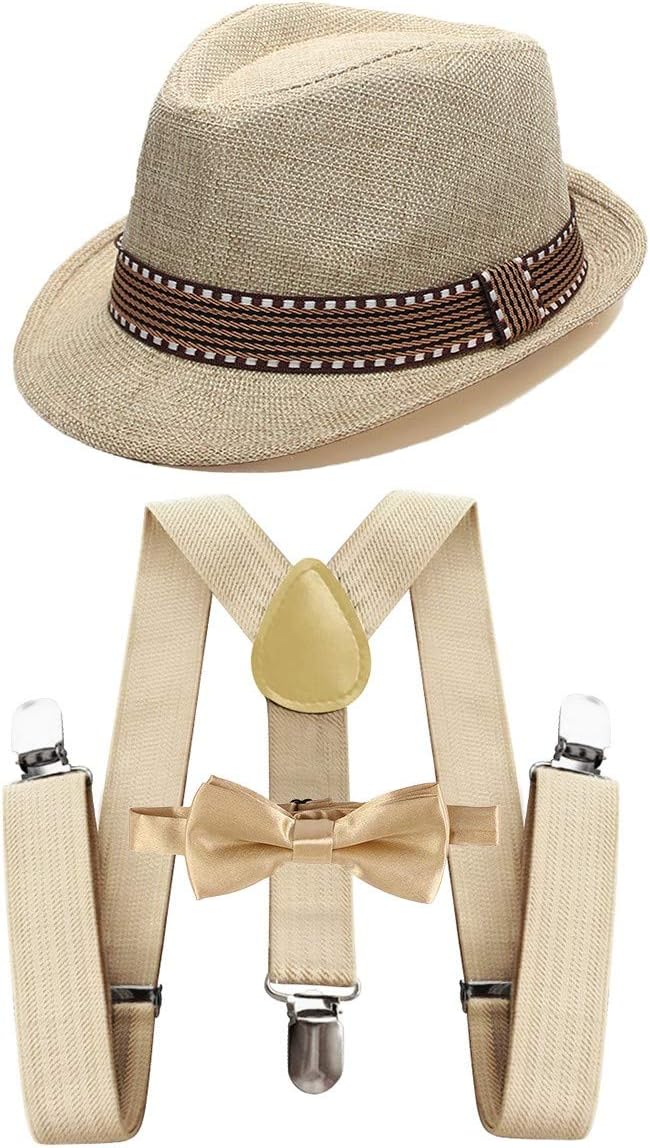 Kids 1920s Gangster Fedora Suspenders Bow Tie Costume Set