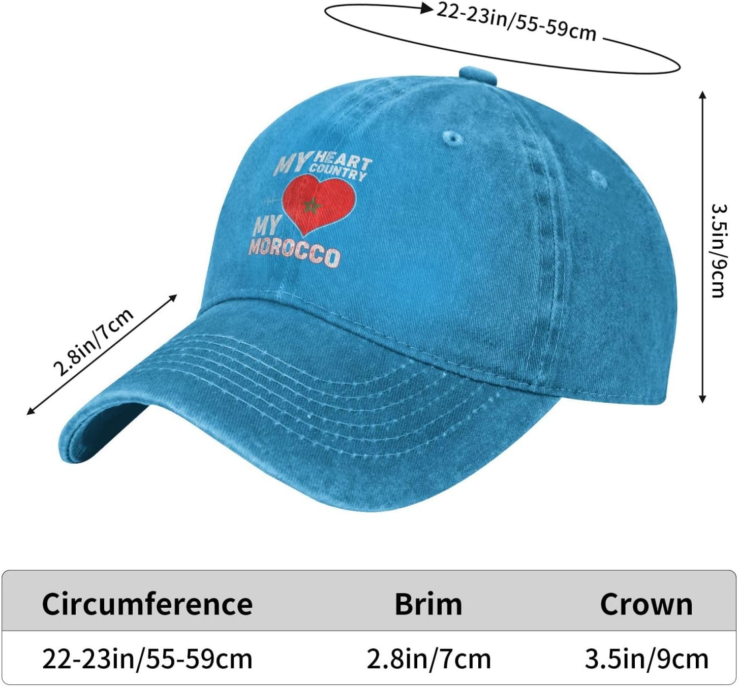 Sun Protection and Fashion My Heart My Country My Morocco Baseball Cap