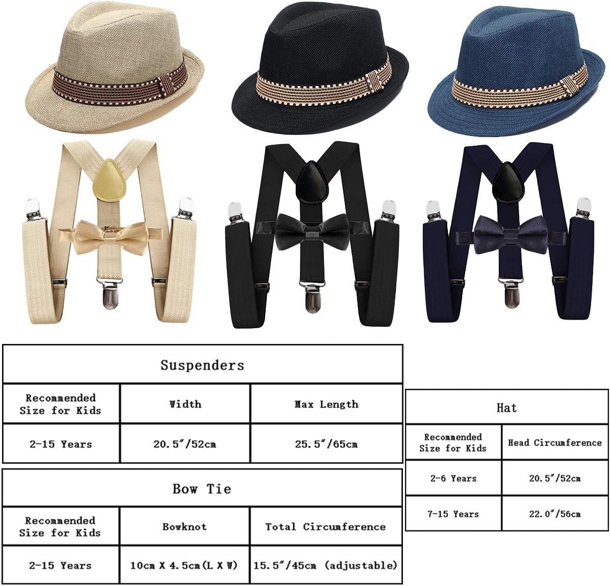 Kids 1920s Gangster Fedora Suspenders Bow Tie Costume Set