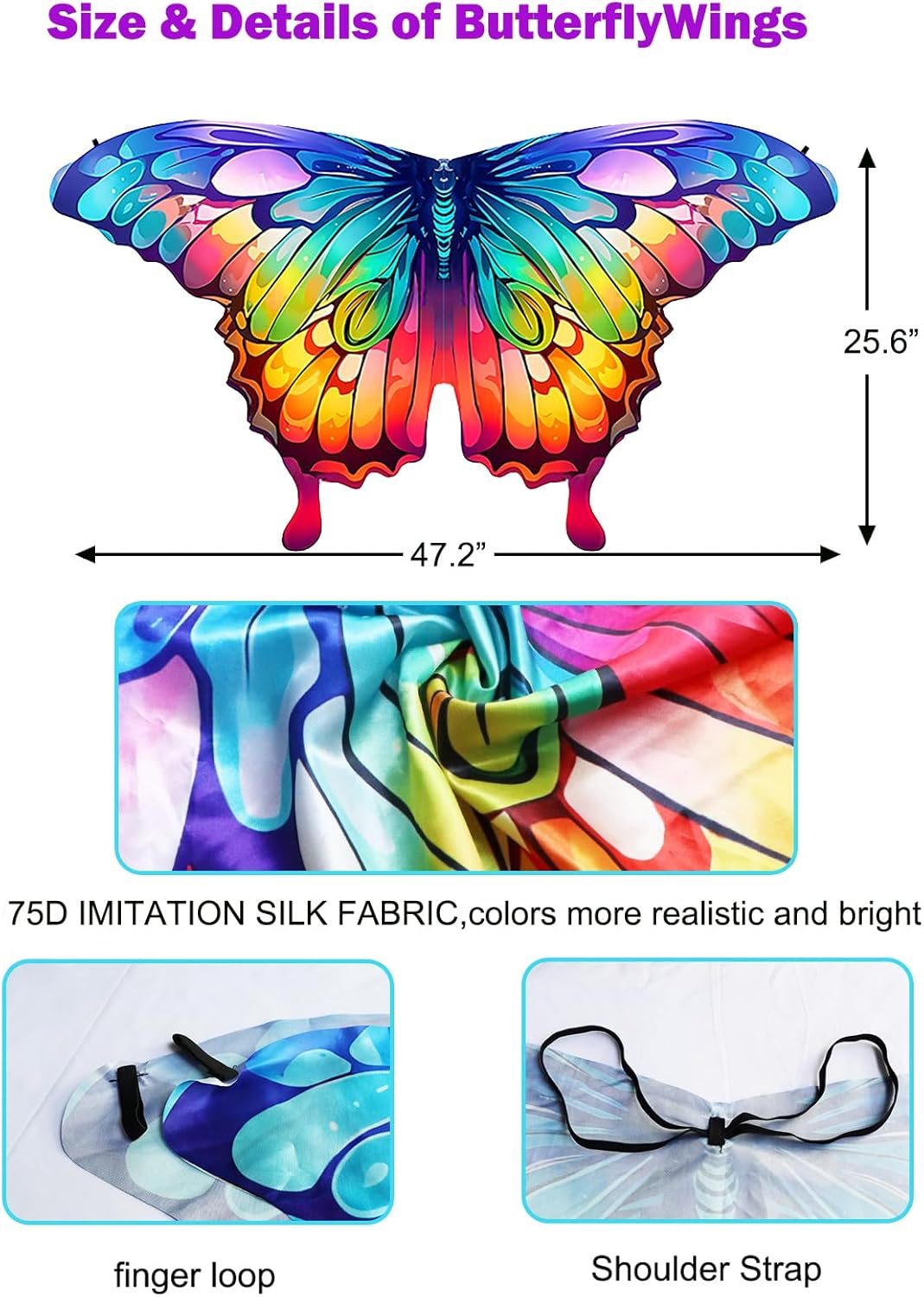 Aimeiar Kids Fairy Butterfly Wings Dress-Up Set for Christmas Parties