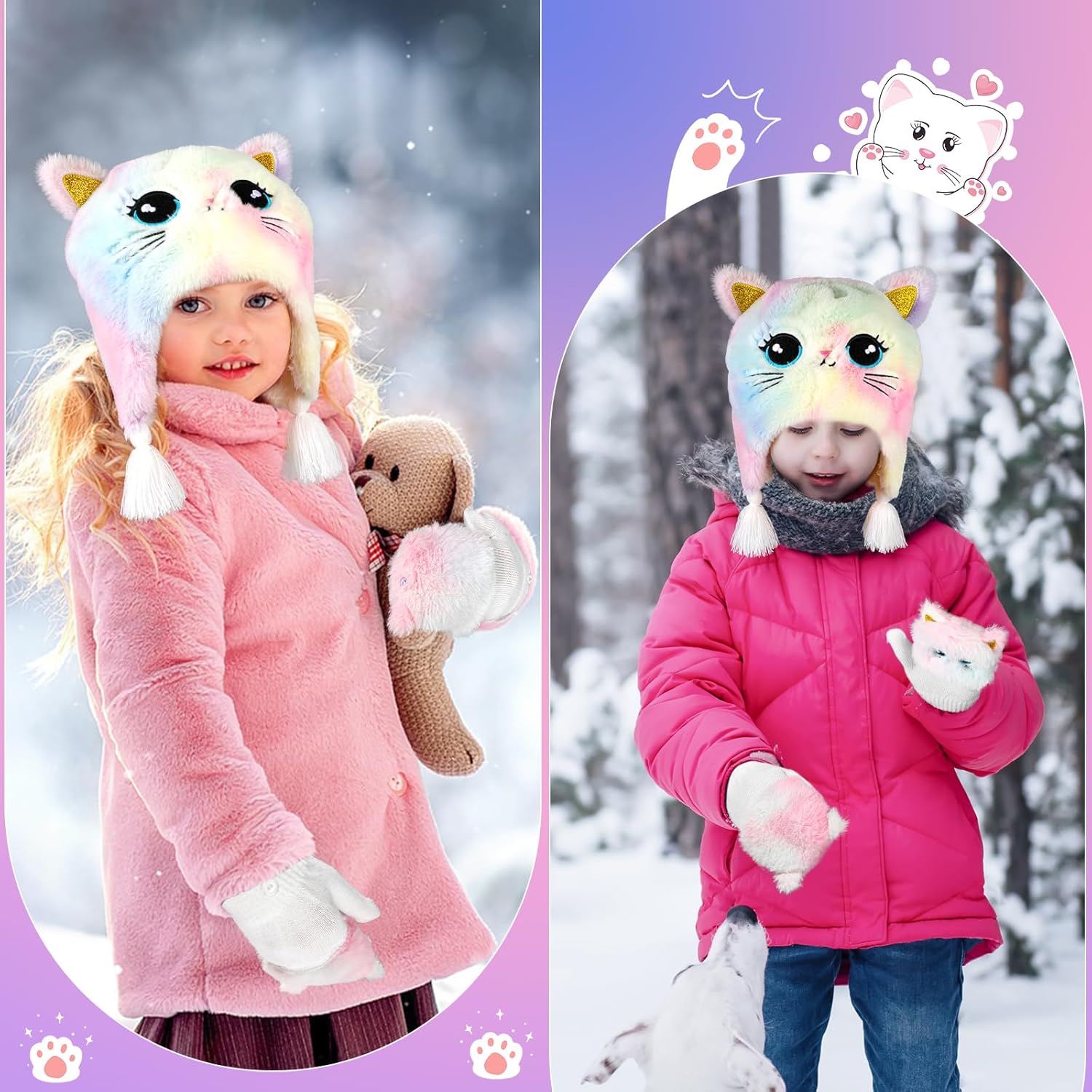 Girls Winter Hat glove Set